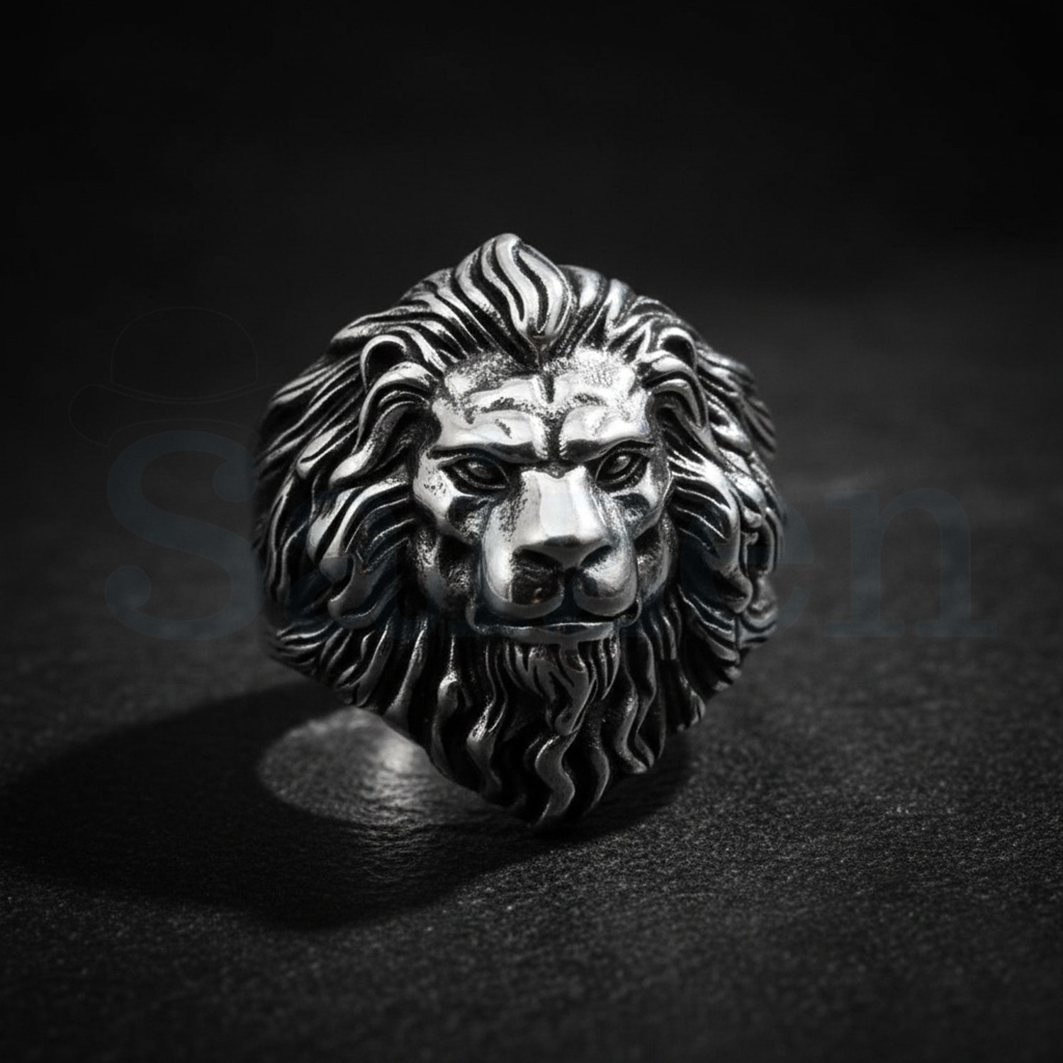 Image of SAIIZEN Stainless Steel Silver plated Free Size Lion Face Ring For Men & Boy Finger Ring Stainless Steel Silver Plated Ring