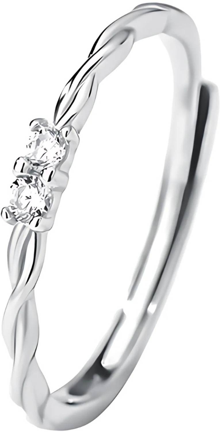 BRD jewelry Twisted Stone Ring for Women & Girls Sterling Silver Zircon Rhodium Plated Ring Silver Cubic Zirconia Rhodium Plated Ring