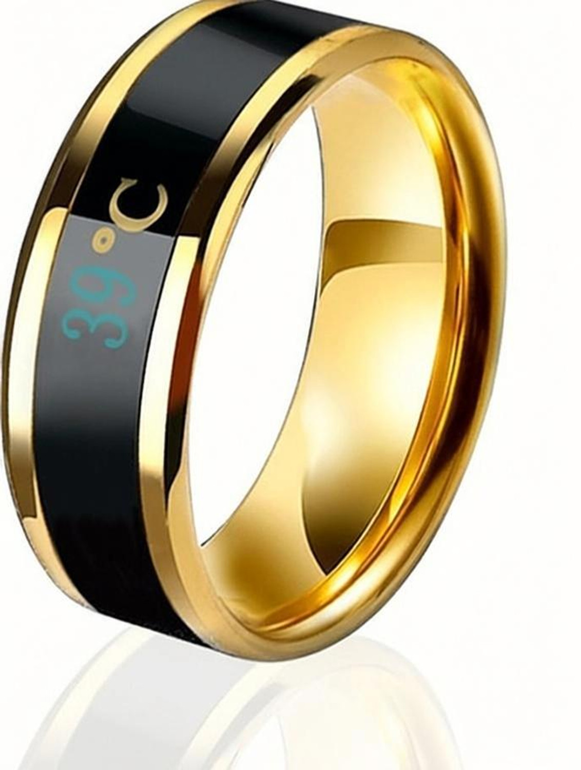 Image of Heer Collection Intelligent Smart Body Temperature Monitor Stainless Steel Ring Valentine gift Fashion Jewellery Collection propose Lovers Fancy Party wear Stylish latest design Heart Dragon king Couples Love Golden Black Blue Mens Style Thumb Smart Band Gold plated Name Letter Hand Finger Rings Combo set pack for men /girls / Boys / boyfriend / husband /gents /Couple Simple Single Daily use Gift Adjustable size High Trendy style, Tungsten, Metal, Brass, Enamel, Alloy Titanium, Gold, Black Silver, Rhodium Plated Ring, Stainless Steel Ring