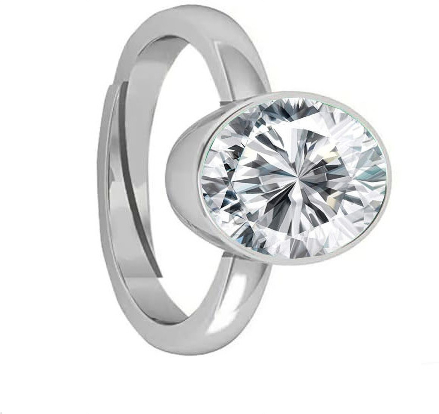 Image of Sidharth Gems 11.25 Ratti 10.00 Crt Zircon Ring Diamond Ring American Diamond Zircon Stone Brass Zircon Silver Plated Ring