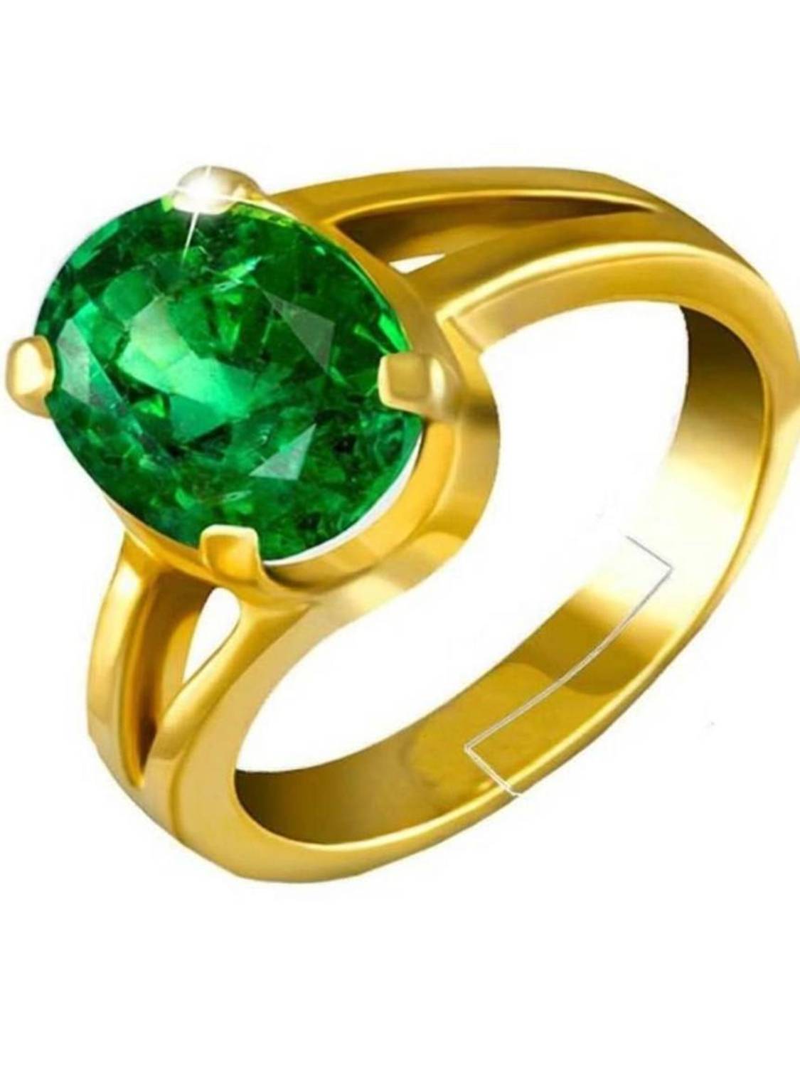 Chopra Gems Ratti 6.50 Emerald Panna Ring Certified Loose Gemstone Ring Brass Emerald Gold Plated Ring