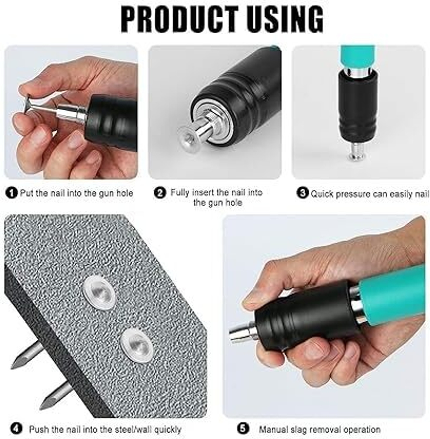 Image of Kesig Nail Wall Fastening Tool for Cement Wall - Manual Steel Nails Gun Power & Hand Tool Kit