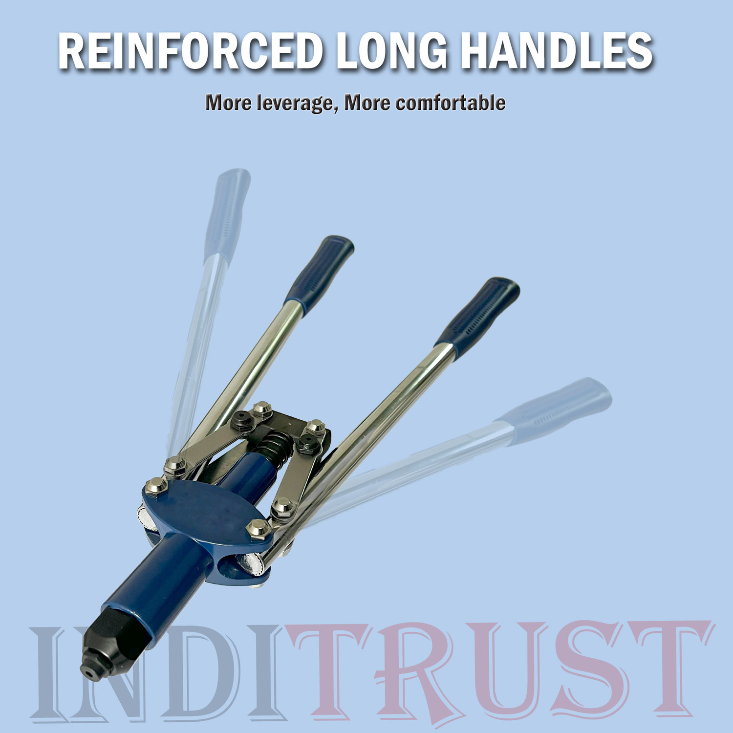 Image of Inditrust 18 inch Inch (450MM) Hand Riveter Gun, Riveting Tool with 30 rivets and gloves Heavy Duty Fast Hitting Rivet Gun
