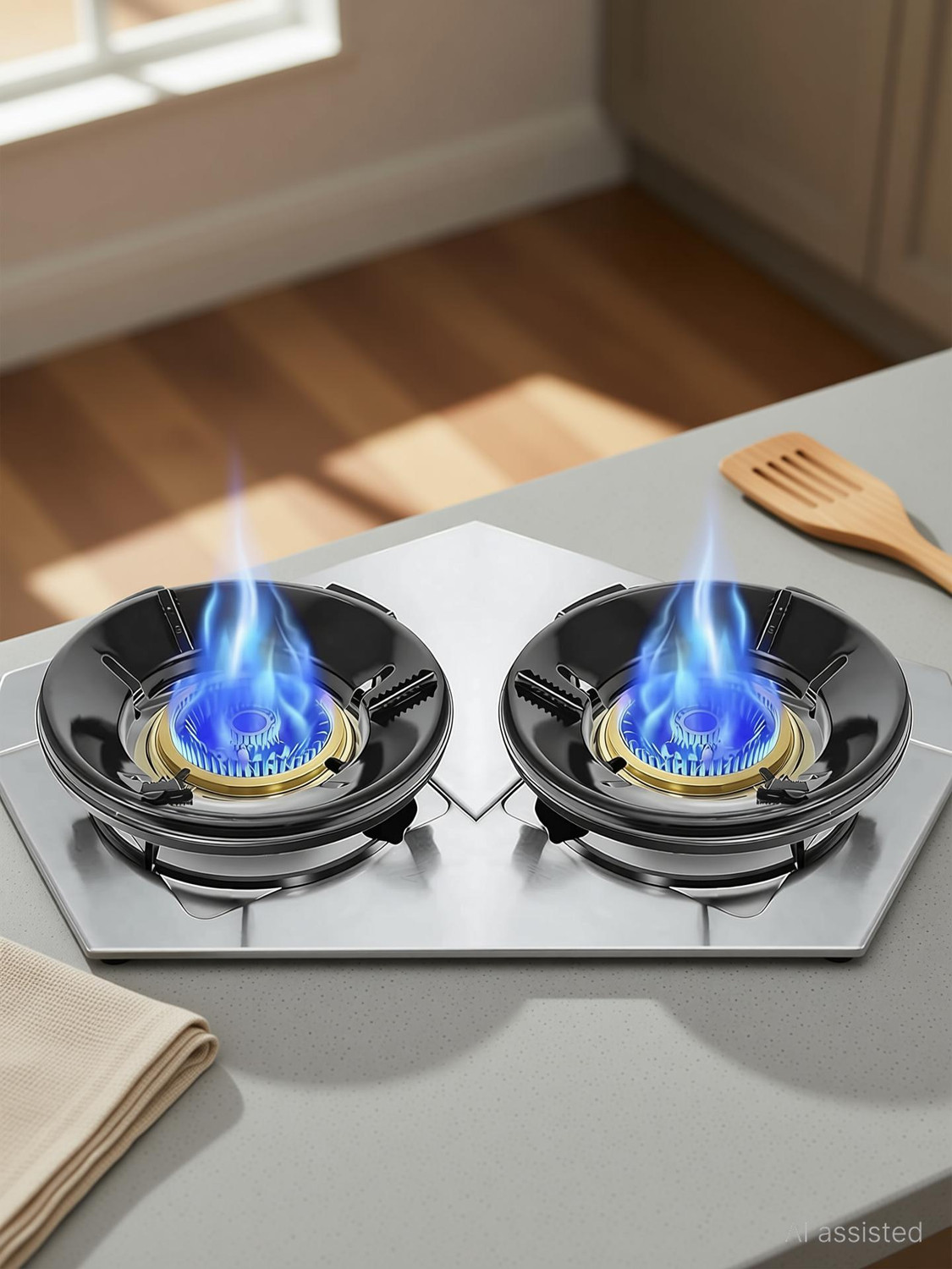Image of KAVRUL Black Gas Saver Burner Stand Fire & Windproof Energy Saving 25 kg Roaster