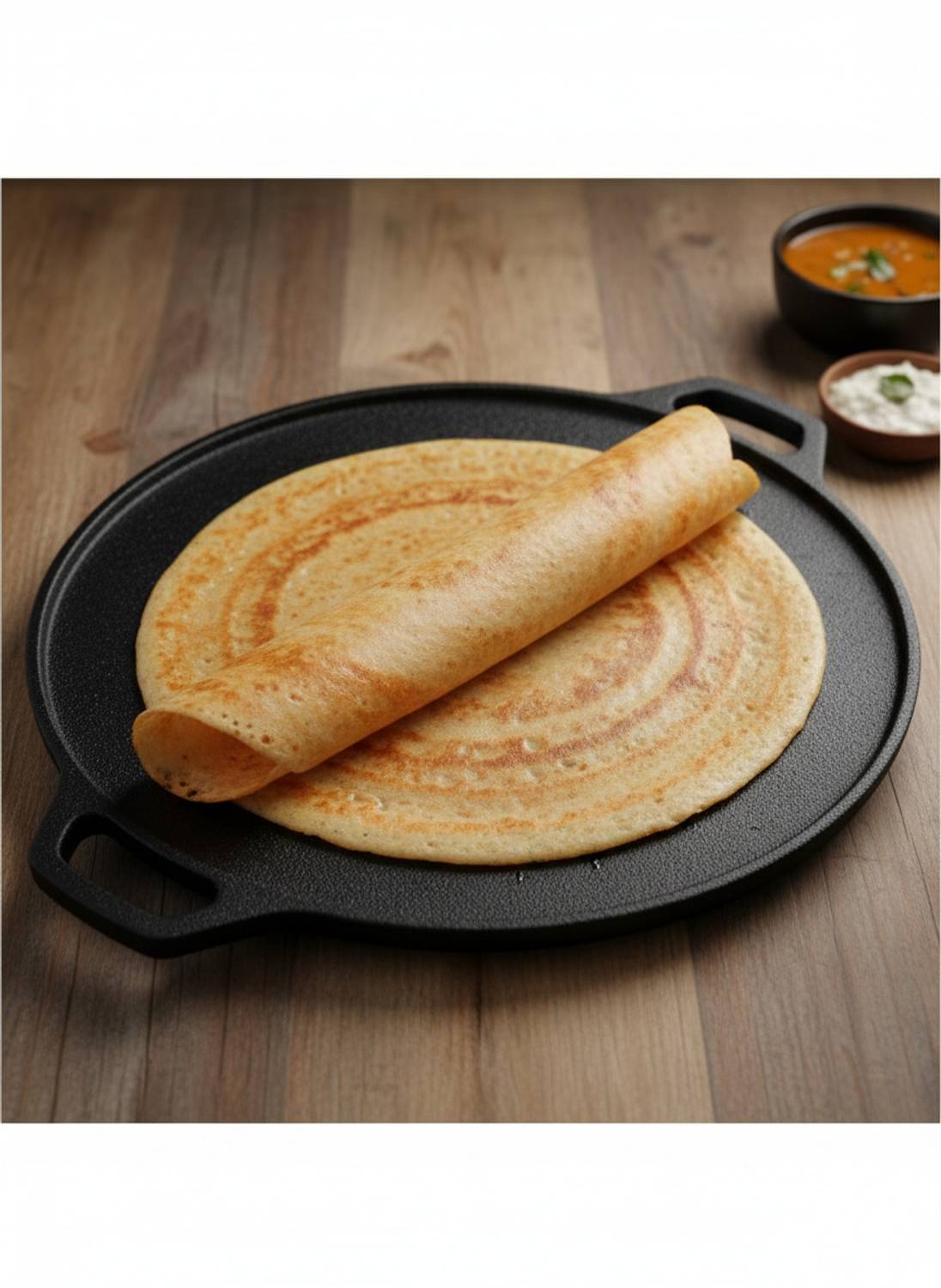 Raxit E-Mart Cast Iron Tawa 12" (30cm) for Dosa, Chapati, Paratha, Uttapam | Smooth Non-stick 0.1 kg Roaster