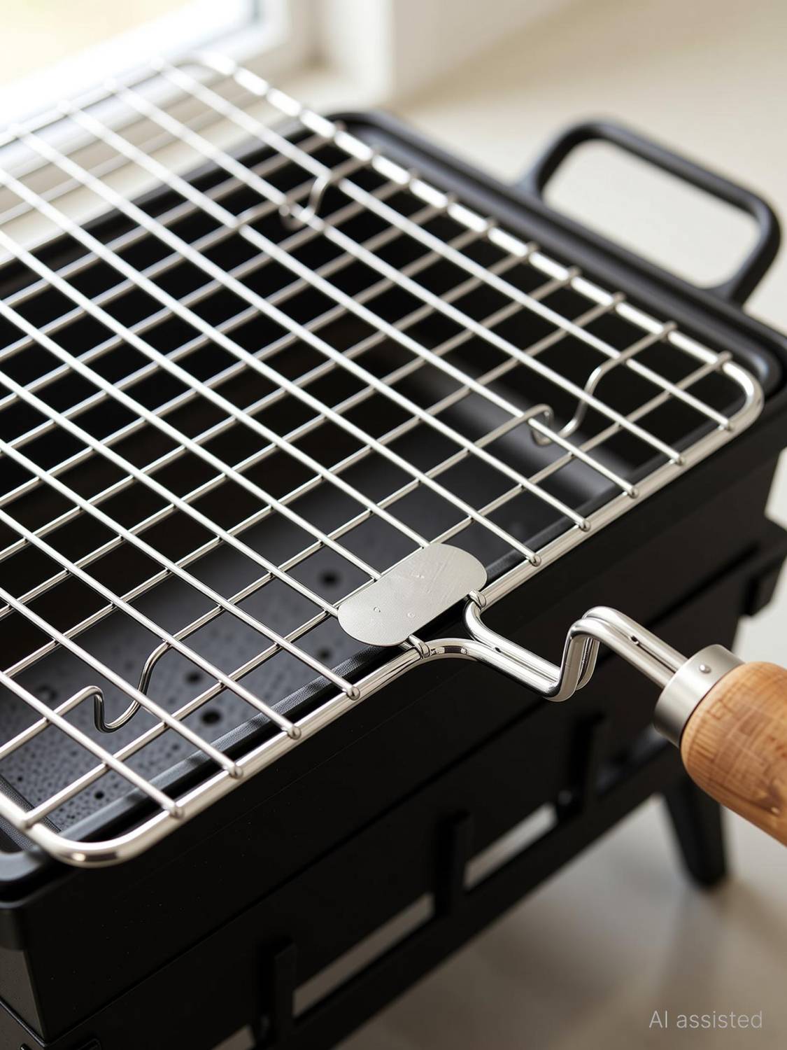 ABlue Clipper Stainless Steel square shape Papad Jali, Roti Roast Grill with Handle Roaster Circle Chapati Toast Wooden Barbeque Silver paneer tandoor bharta 5 kg Roaster