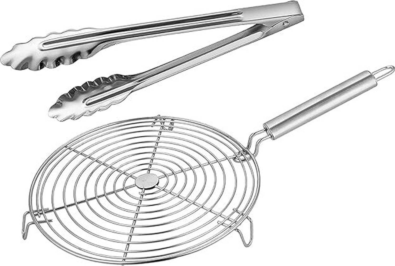 AFFODYL Stainless Steel Cooking Tong Roti Chapati, Papad Jali, Paneer Grill (Pack of 2) 1 kg Roaster