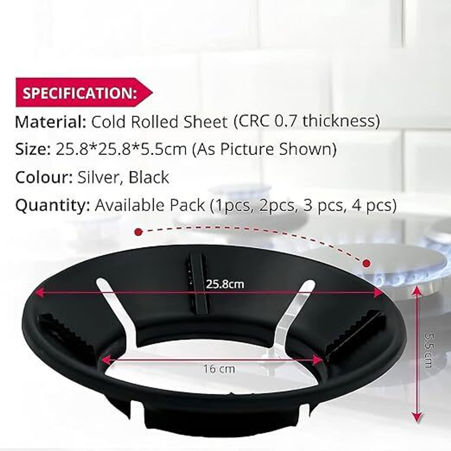Image of SEAVOKES Gas Saver Jali Ring for Gas Stove| Fire & Windproof Energy Saving Kitchen tool Iron Manual Gas Stove