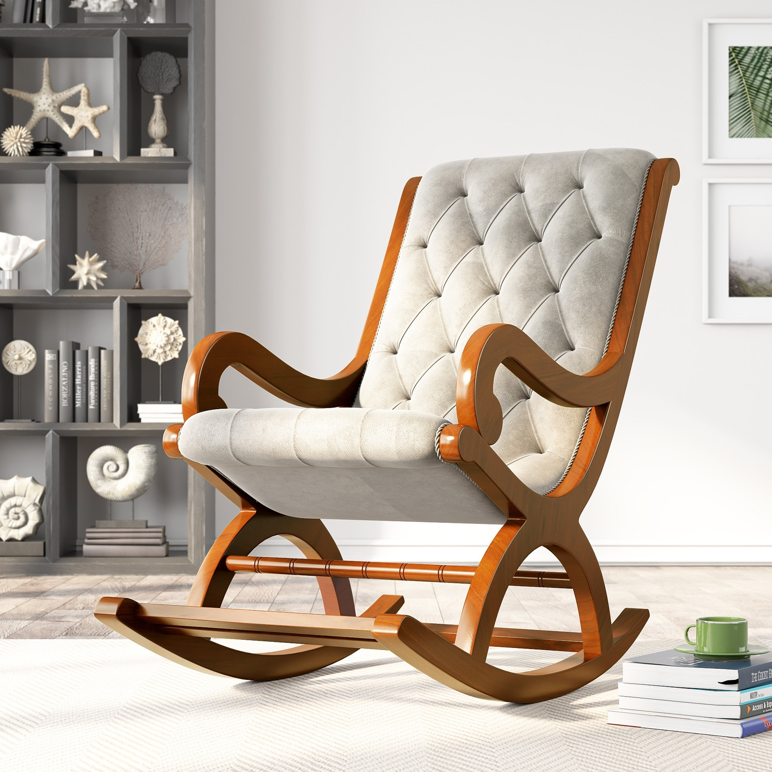 Image of iAnanas Wood Rocking Chair for Living Room || Home Decor || Easy Chair Solid Wood 1 Seater Rocking Chairs