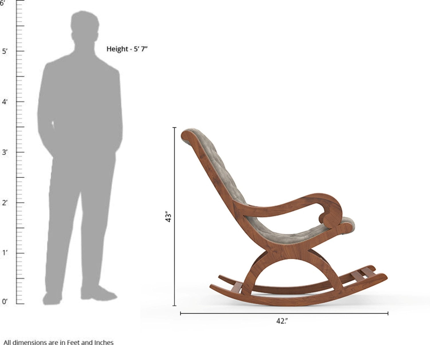 Image of iAnanas Wood Rocking Chair for Living Room || Home Decor || Easy Chair Solid Wood 1 Seater Rocking Chairs