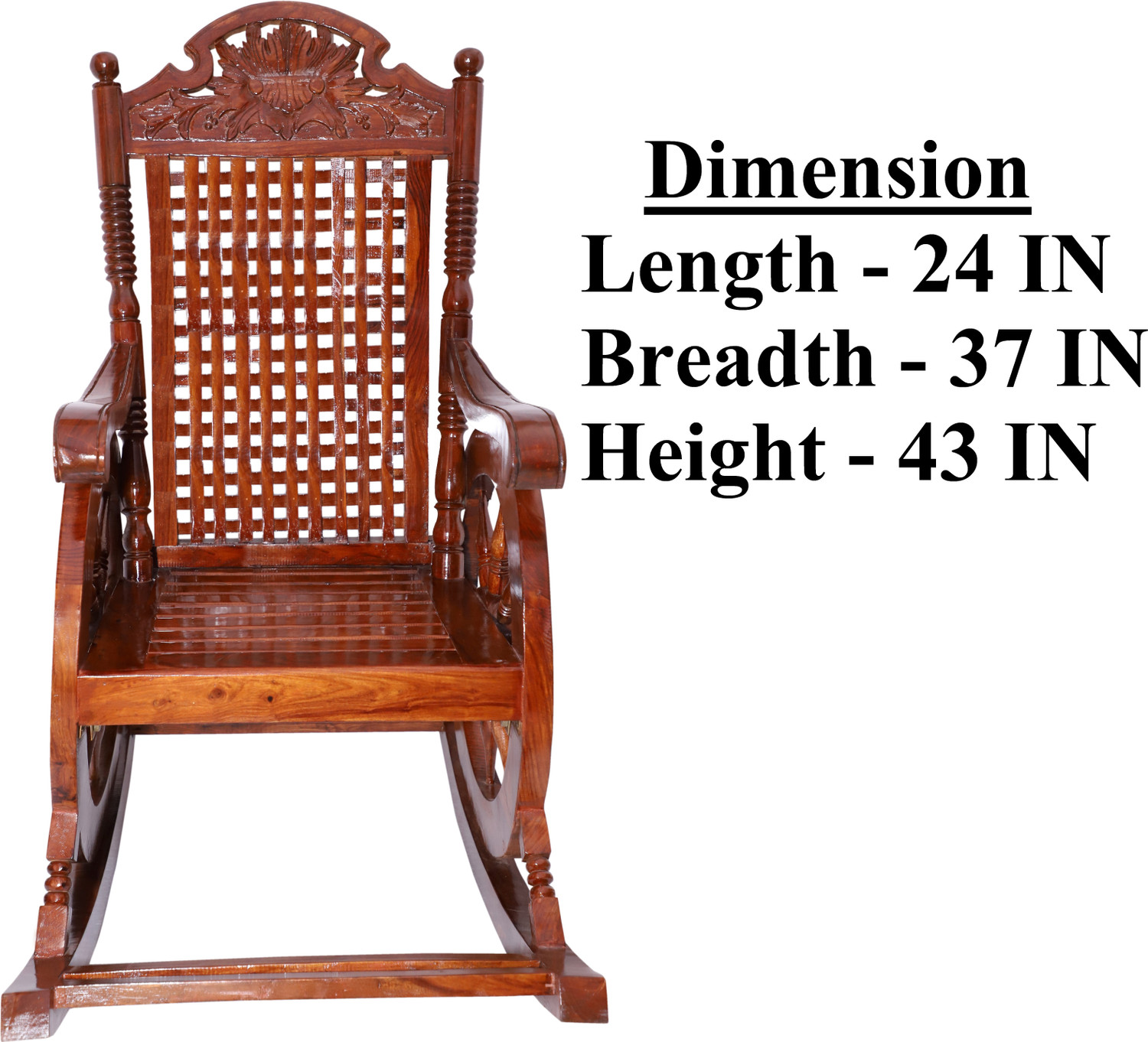 Image of Decorhand Rosewood (Sheesham) Wood Rocking Chair For Living Room / Garden - Rosewood Finishing for adults /Grand parents Solid Wood 1 Seater Rocking Chairs