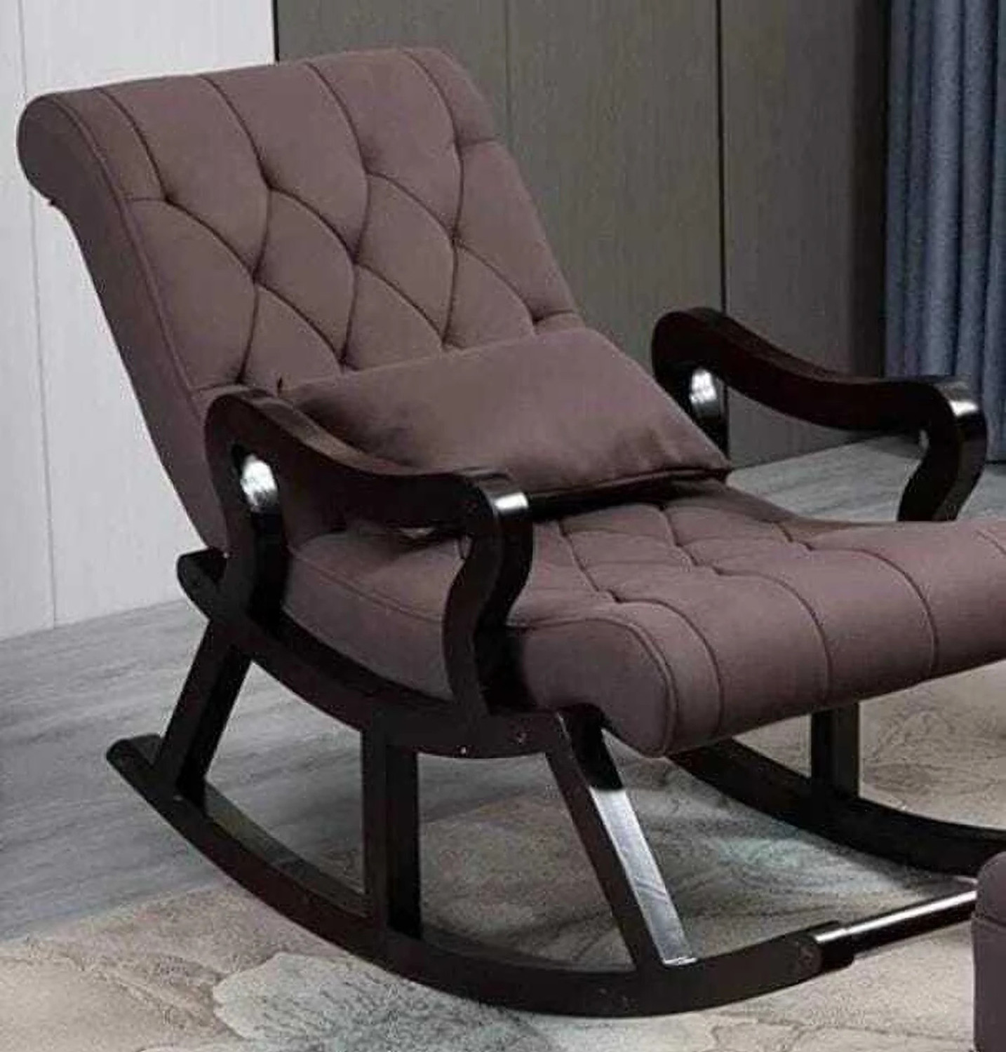 Image of wooden luxury Rocker Rocking Chair with footrest Recliner Relaxing 1 Seater Rocking Chairs Solid Wood 1 Seater Rocking Chairs