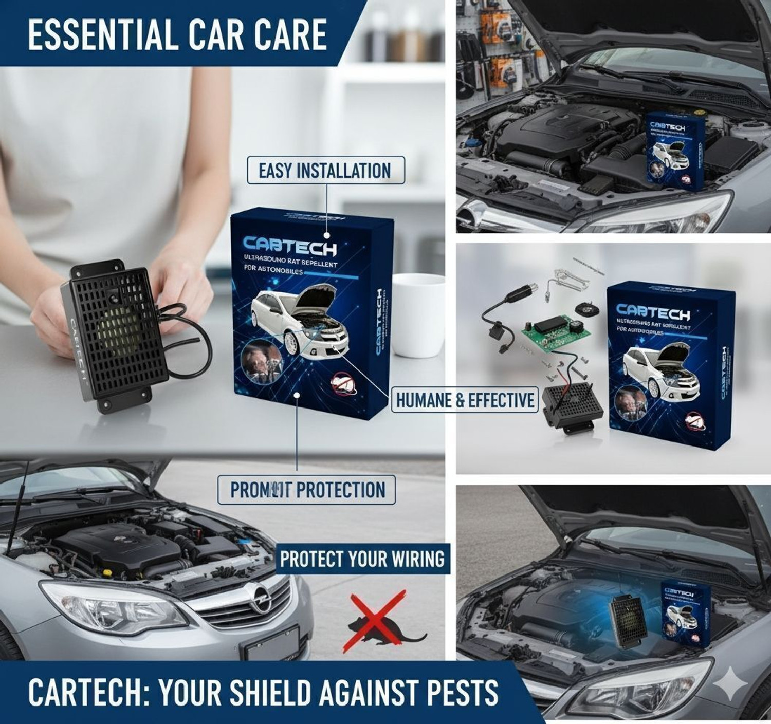 Image of Cabtech Ultrasound for Automobiles 7th Gen car Rat Ultrasonic Rodent Repellant
