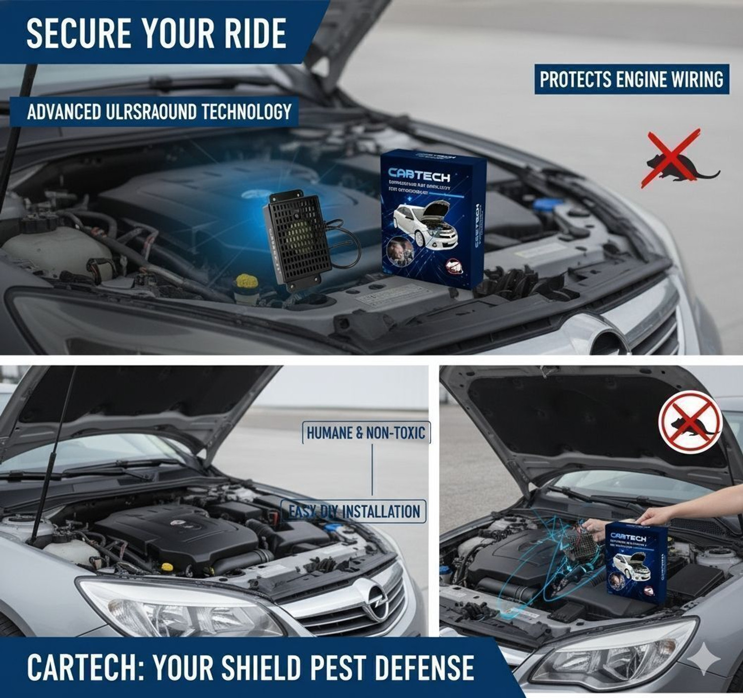 Image of Cabtech Ultrasound for Automobiles 7th Gen car Rat Ultrasonic Rodent Repellant