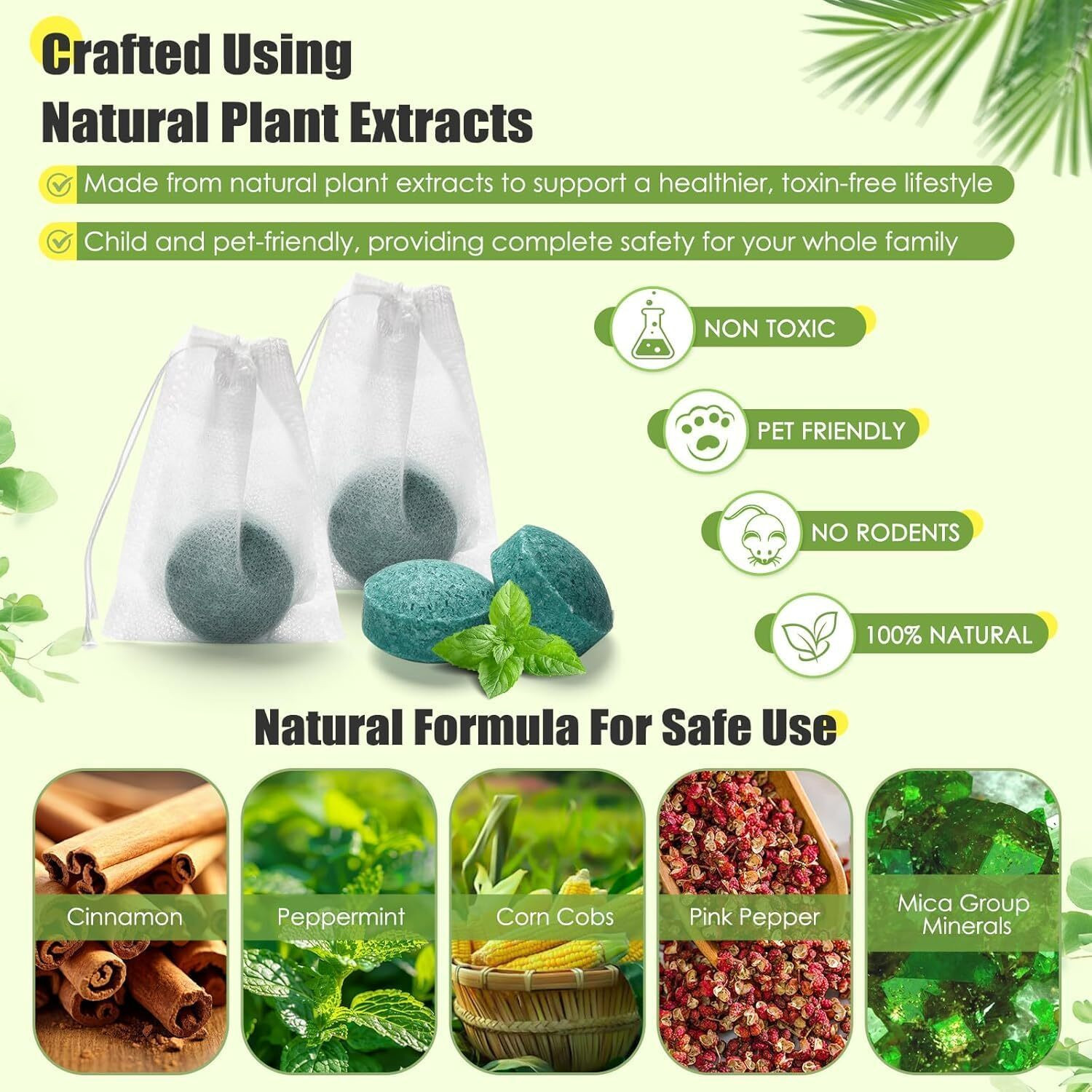 Image of Z-ZERONTE Natural Rat & Mouse Repellent Tablets for Car, Home, Peppermint Rodent Repellent