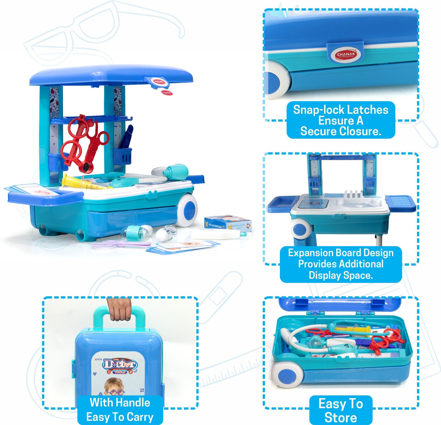 Image of Aditi Toys Premium Doctor Set Trolley | Pretend Play Toy for Kids | 13 Piece Medical Kit