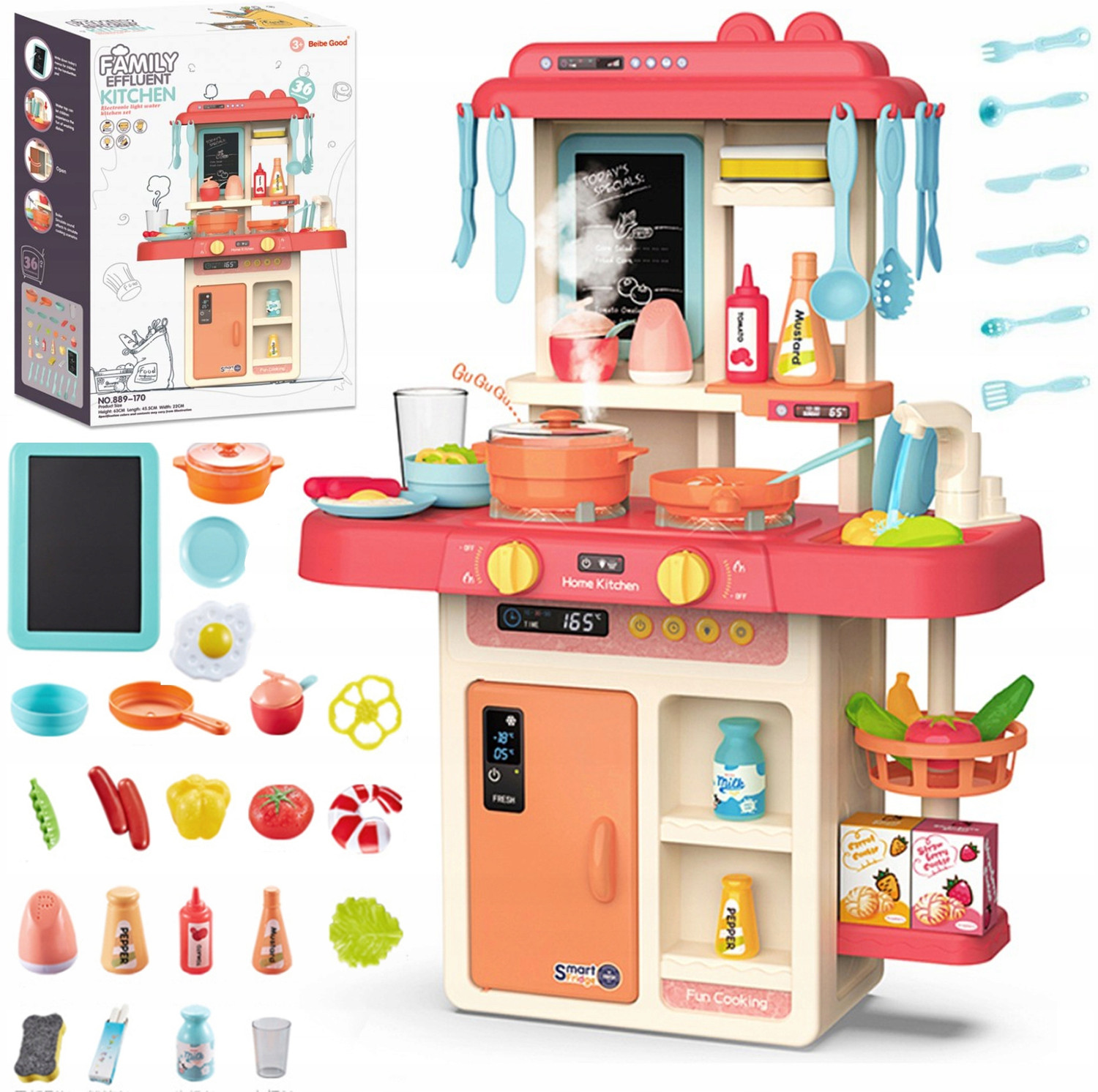 Image of himanshu tex 42 pcs Kitchen Set for Kids Girl 42-Piece , Smoky, Music,Real Water Tap