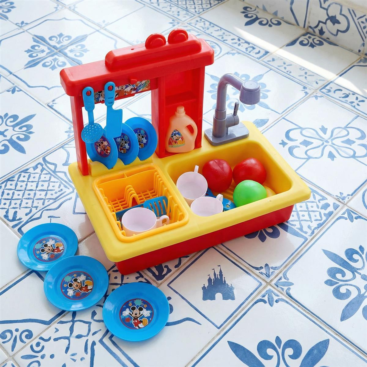 Image of DISNEY Mickey Toy Kitchen Sink Pretend Play Sink with Electric Faucet