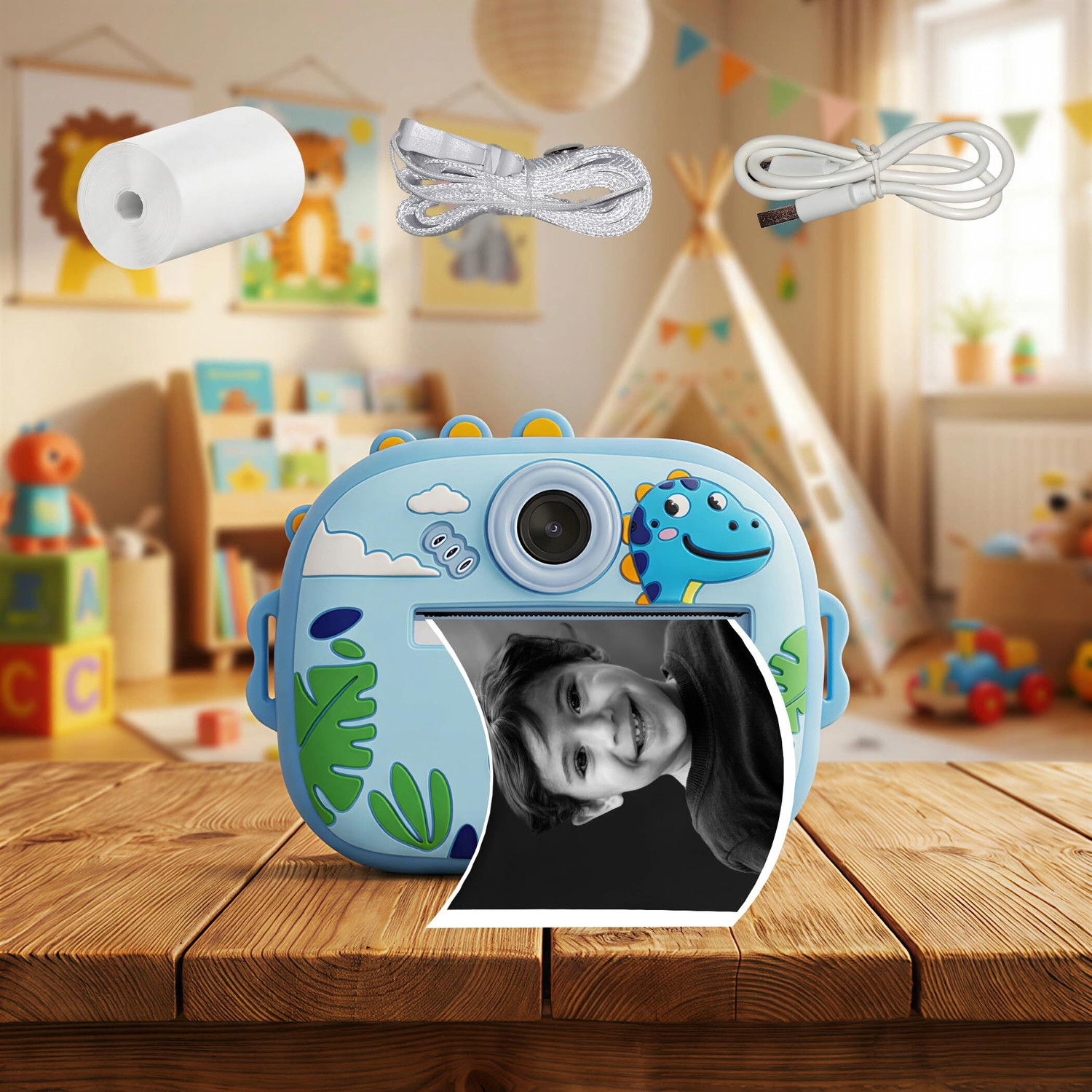 Image of VikriDa Dino Instant Print Camera for Kids 1080P HD Digital Camera Printer