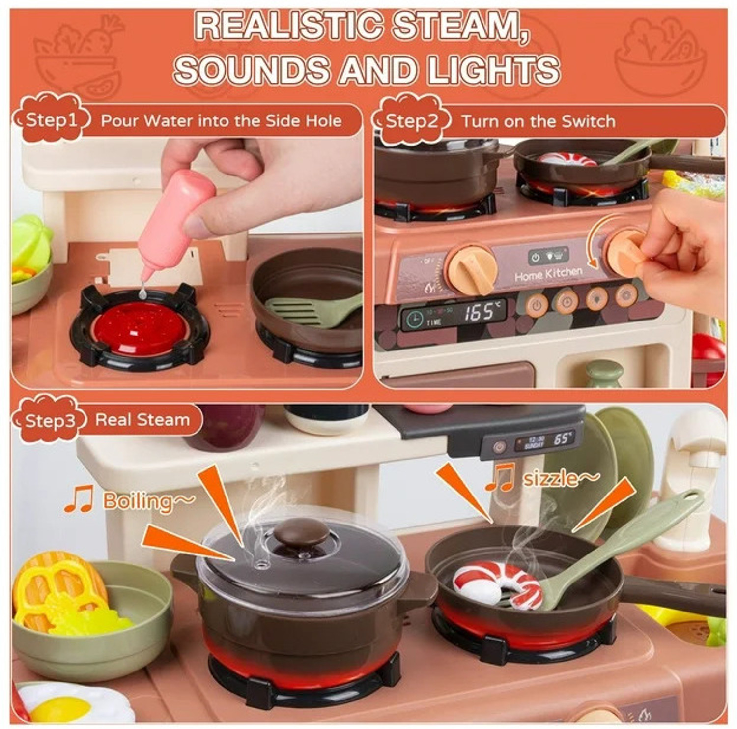Image of himanshu tex 36-Piece Kitchen Set Kids Kitchen Play Set with Light & Sound Cooking Kitchen Set Play Toy