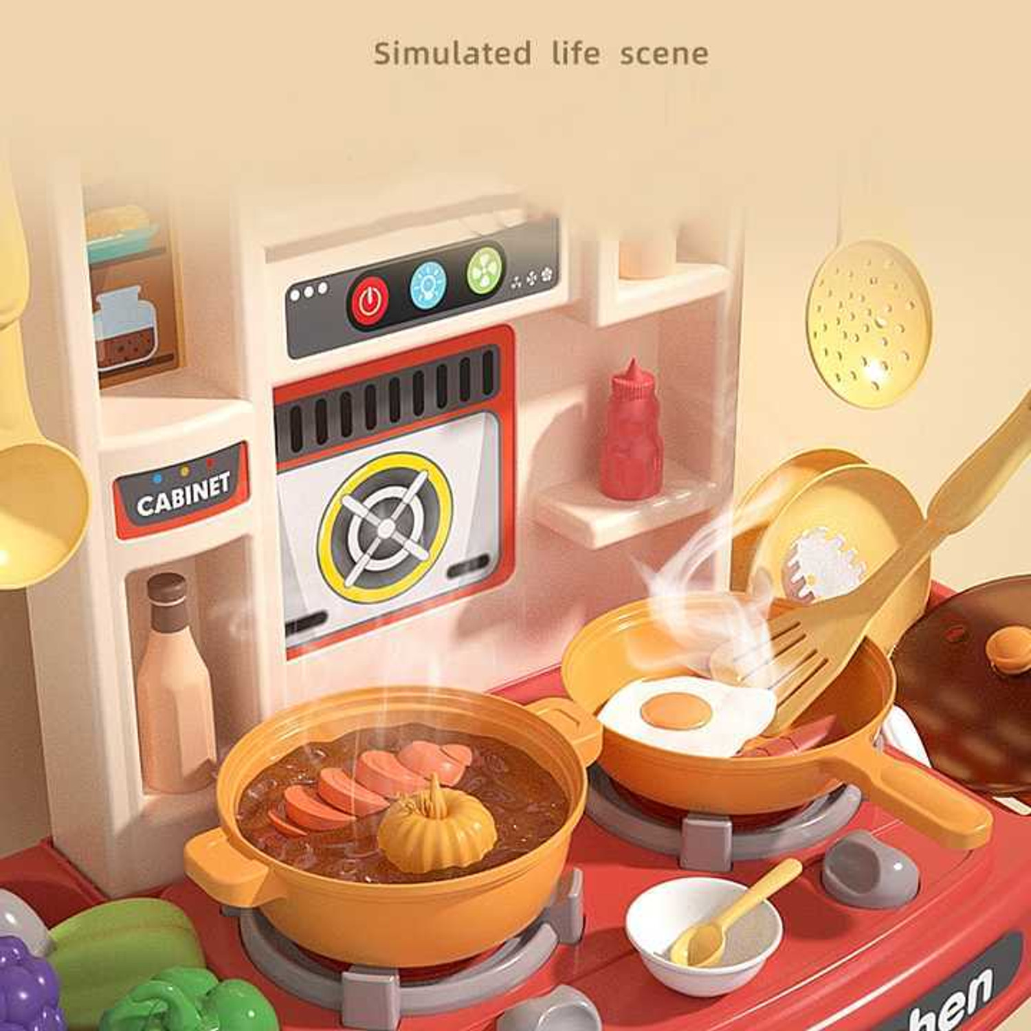 Image of HeyKids 50 PCs Kitchen Play Set For Kids Kitchen Pretend Play Set, Play Cooking Set