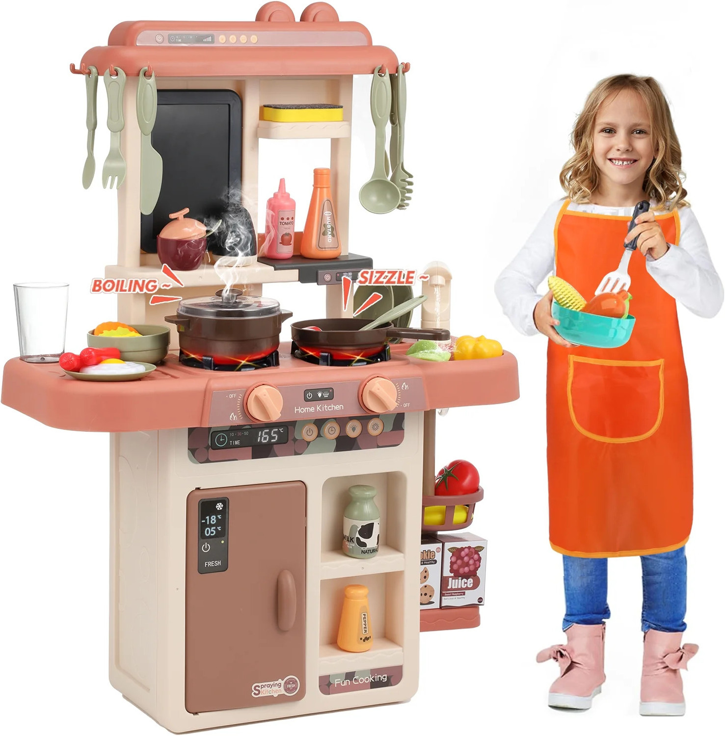 Image of himanshu tex 36-Piece Kitchen Set Kids Kitchen Play Set with Light & Sound Cooking Kitchen Set Play Toy