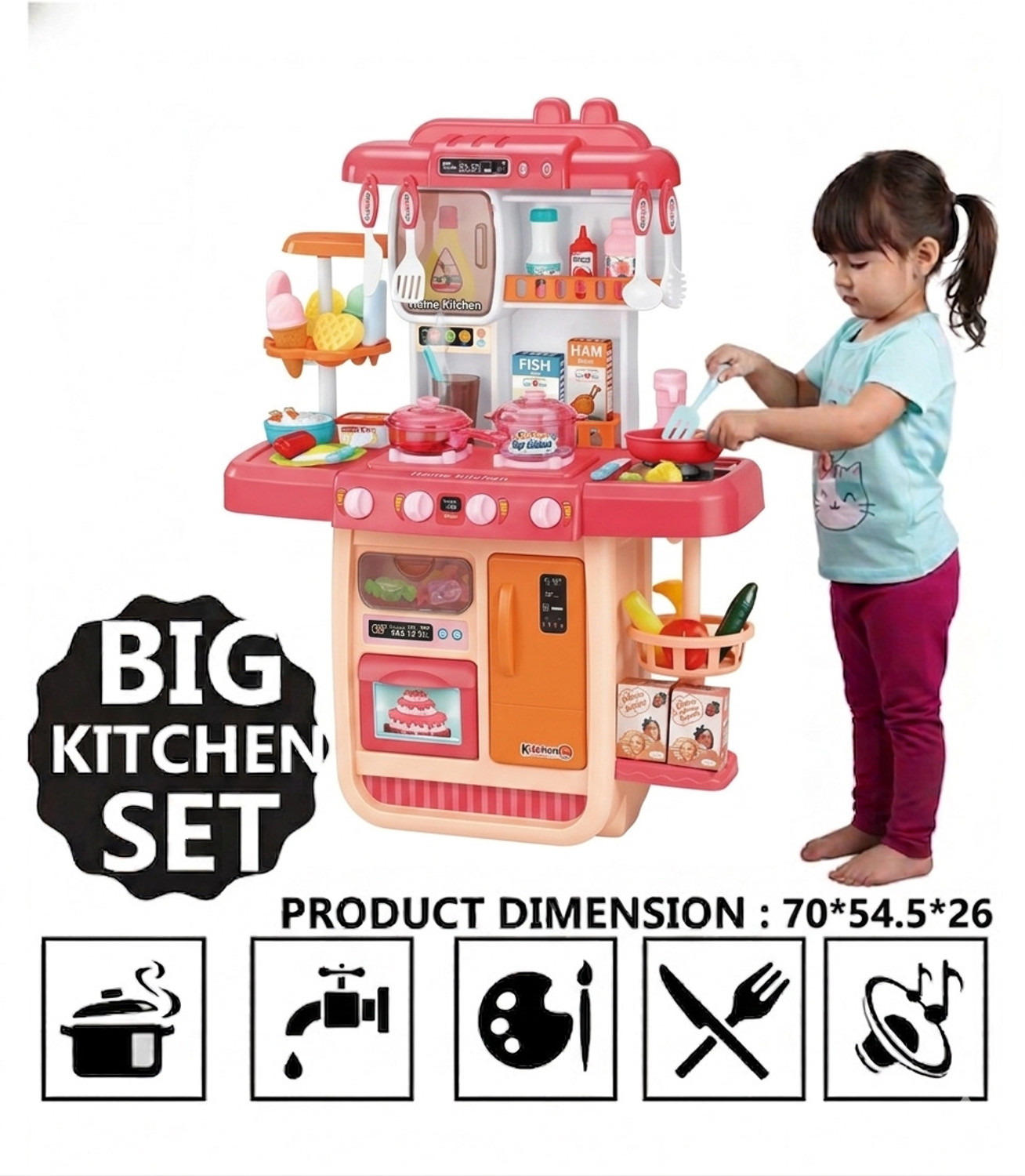 Image of HIM TAX Big Size Kitchen Set for Kids Girls Toys | Kids Toys for Girls