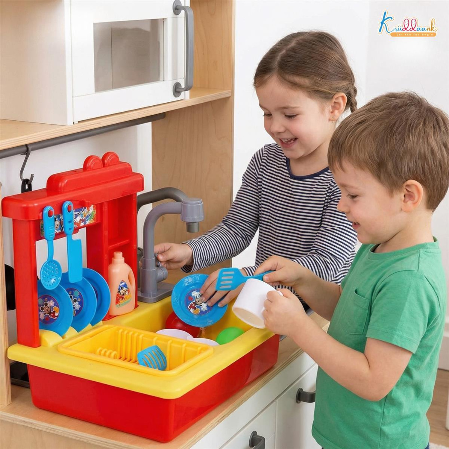 Image of DISNEY Mickey Toy Kitchen Sink Pretend Play Sink with Electric Faucet