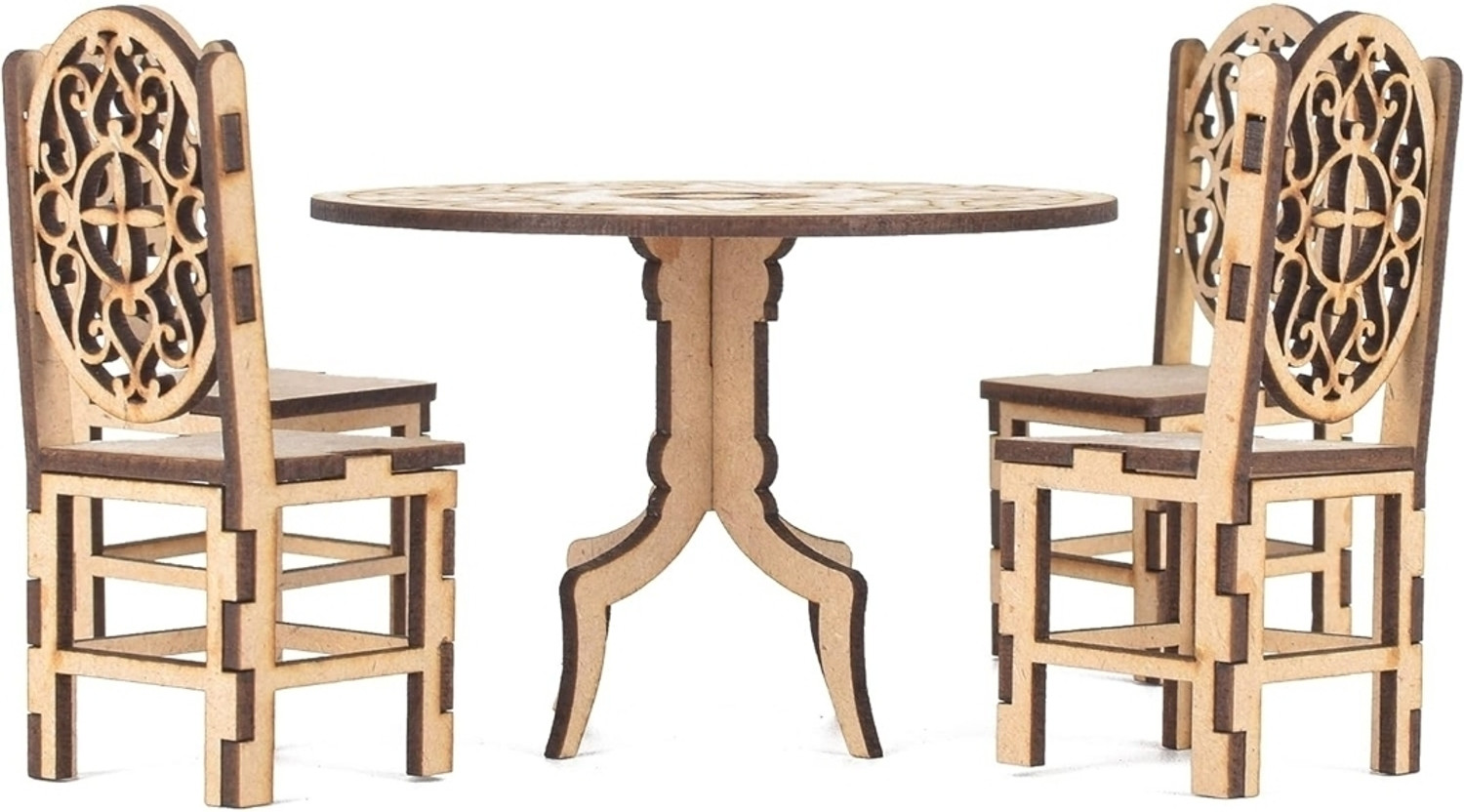 Image of clt Miniature Wooden Barbi dollhouse furniture set for kids|dollhouse dining set