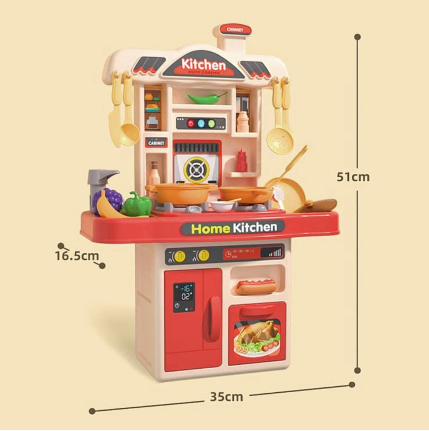 Image of HeyKids 50 PCs Kitchen Play Set For Kids Kitchen Pretend Play Set, Play Cooking Set