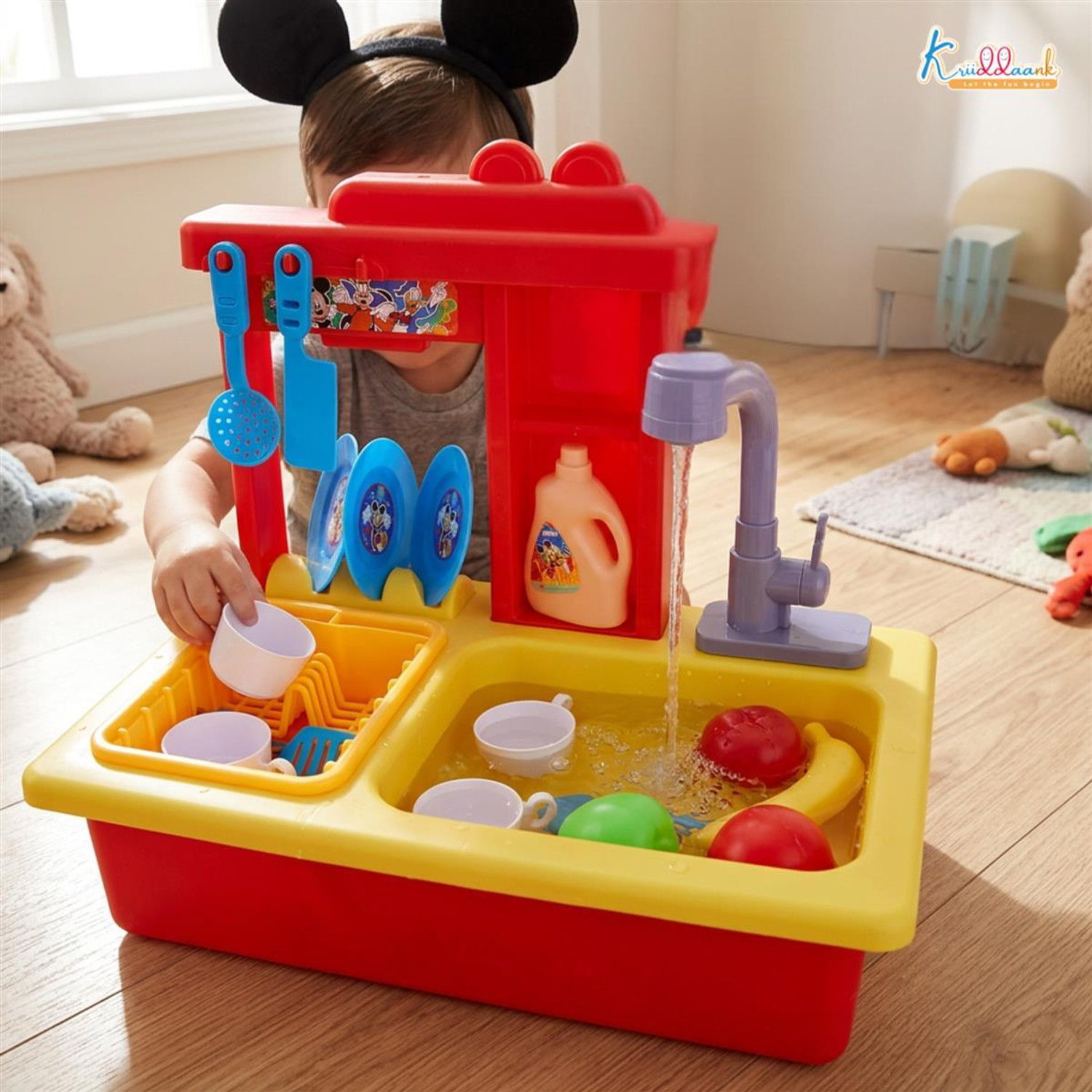 Image of DISNEY Mickey Toy Kitchen Sink Pretend Play Sink with Electric Faucet