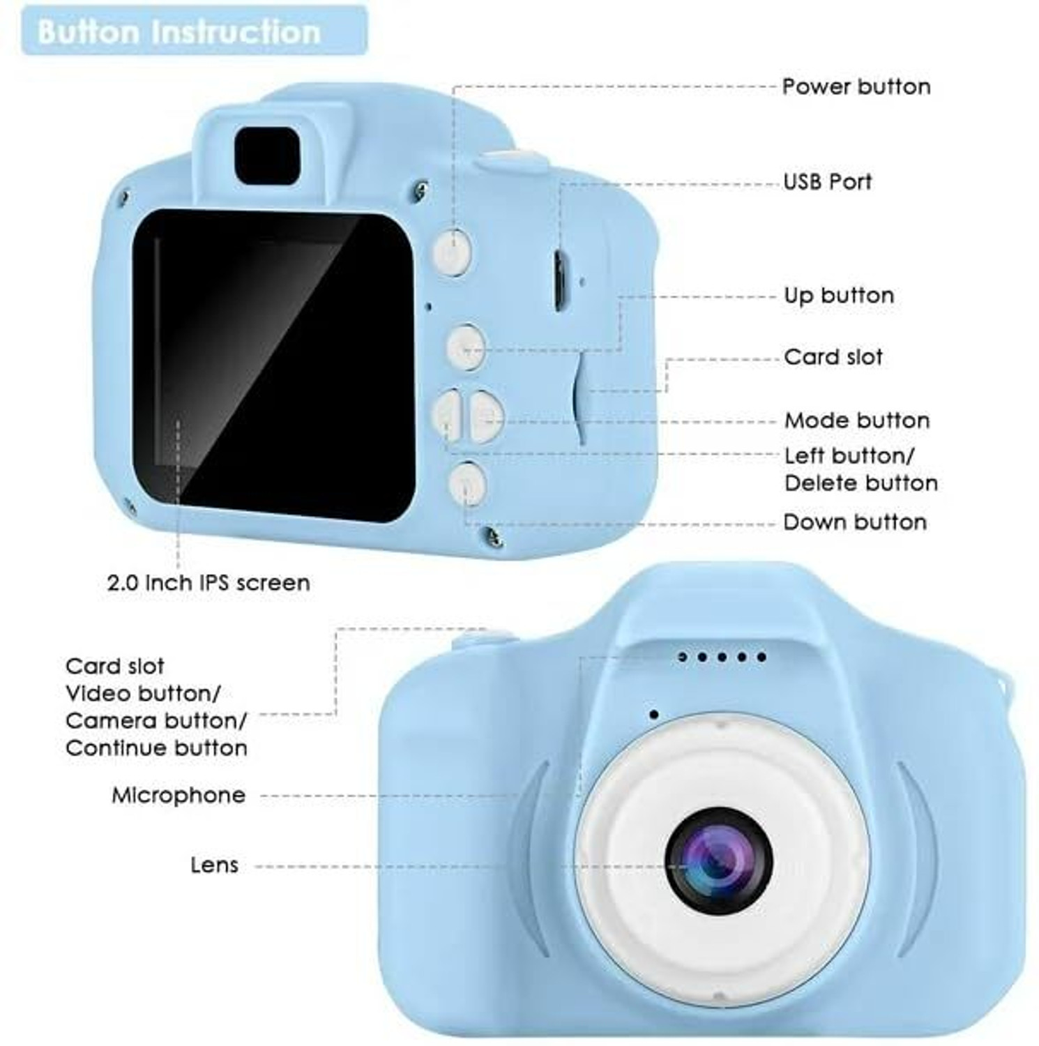 Image of Pharaoh Kids camera Digital Camera With 2 inchr Display Screen Toys For Kids Multicolour A-1 Instant Camera