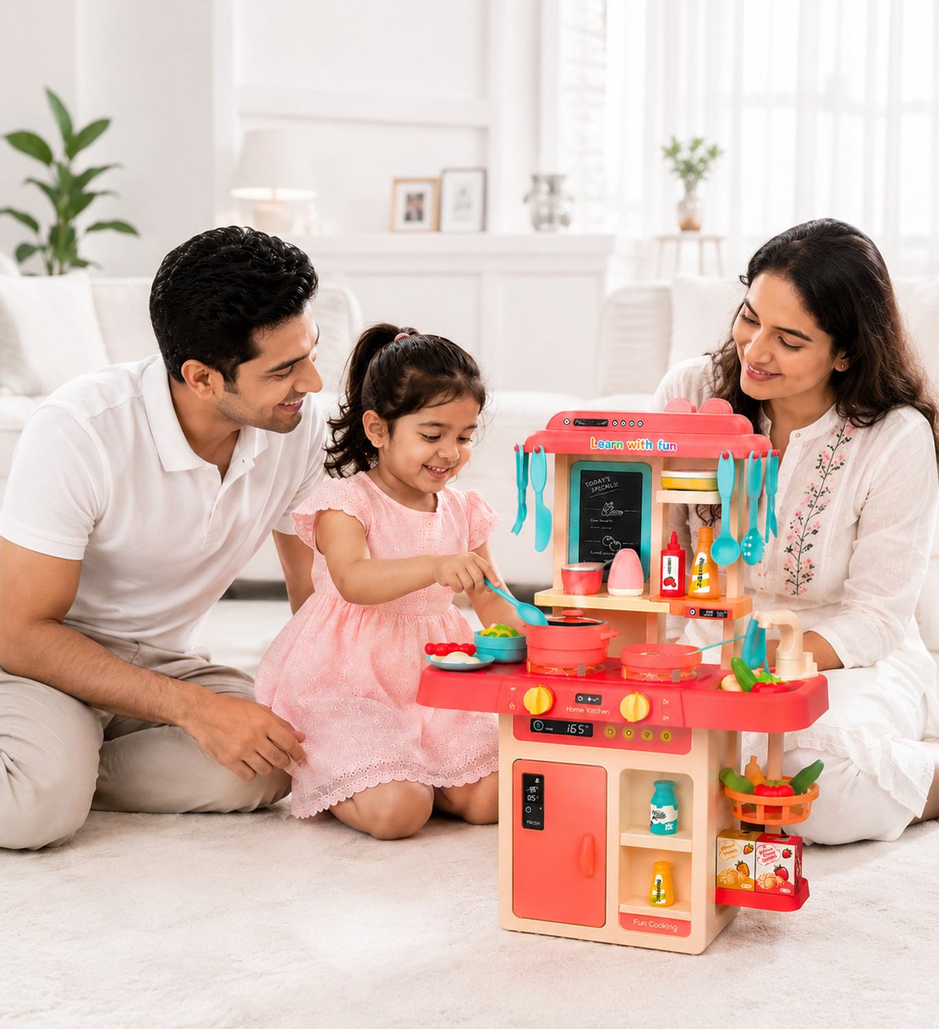 Image of Learn With Fun 42 Pieces Kitchen Set Steam Water Light Sound Cooking Toy Playset For Kids