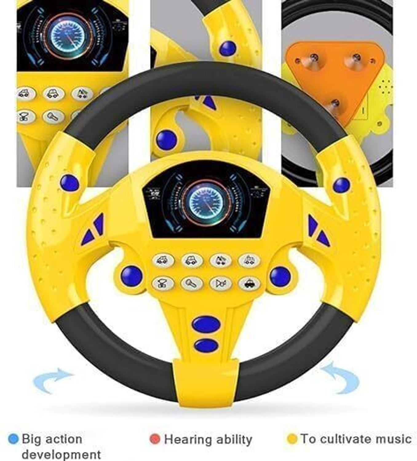 Image of LittleLovik Little Driver Steering(Pack of 1) with Various Traffic Sounds & Suction Cup Base