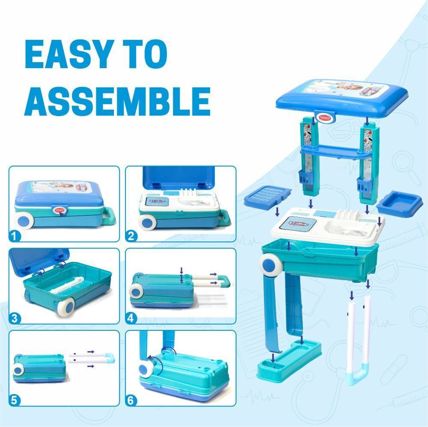 Image of Aditi Toys Premium Doctor Set Trolley | Pretend Play Toy for Kids | 13 Piece Medical Kit