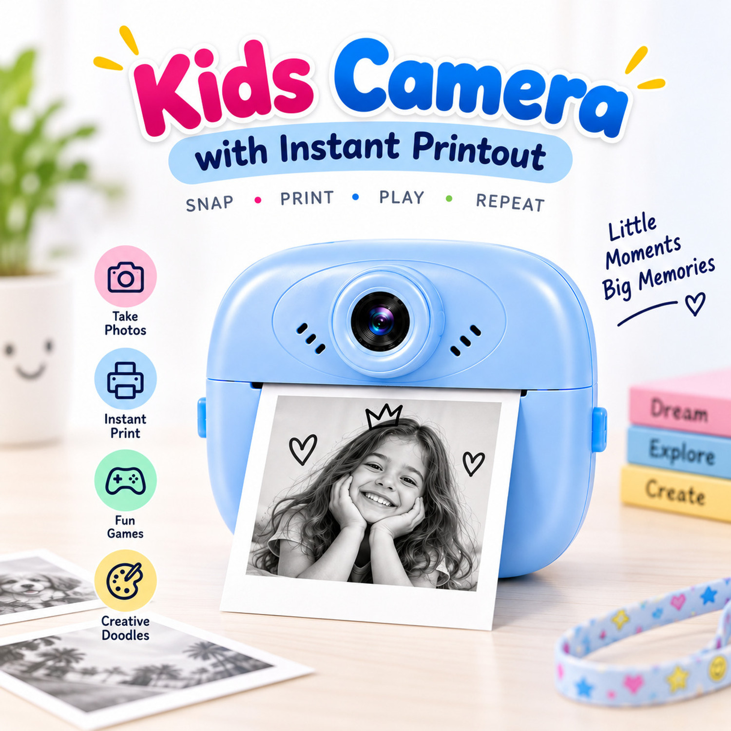 Image of CLASSYVE Kids Instant Print Camera for Children | Digital Camera with Photo Printing