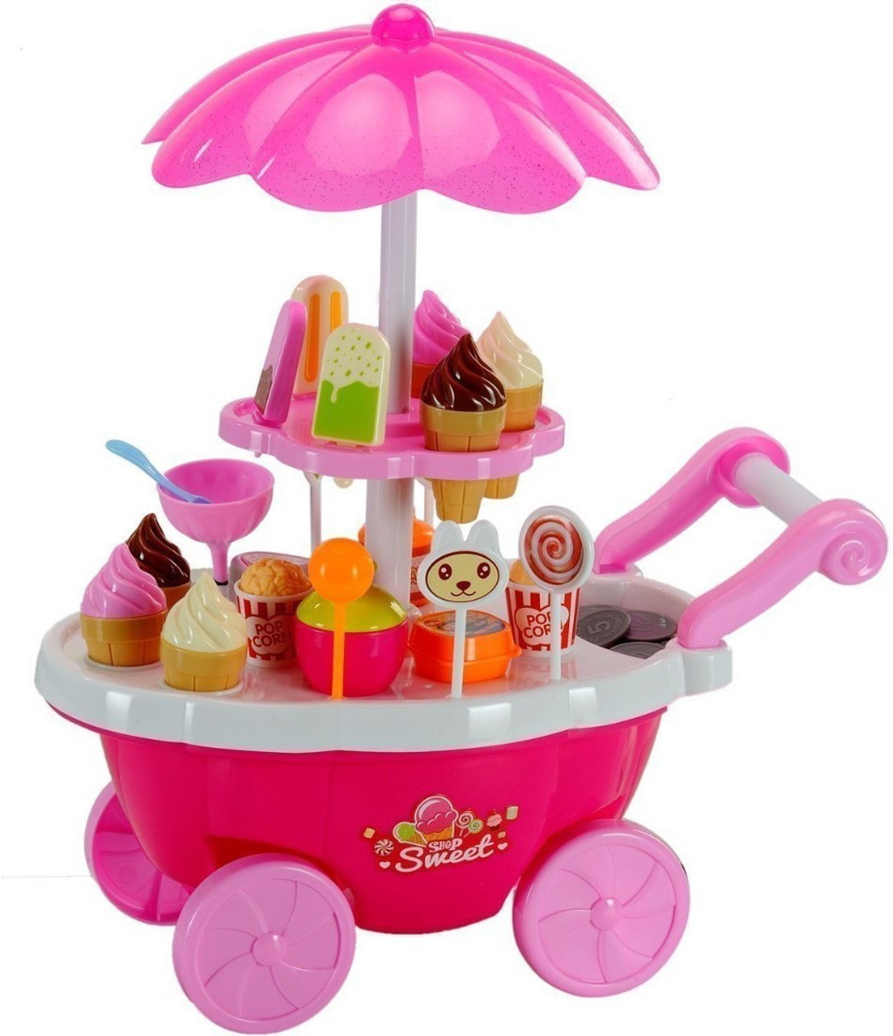 Image of Smartcraft Ice Cream Kitchen Play Cart Kitchen Set Toy With Lights And Music -Small