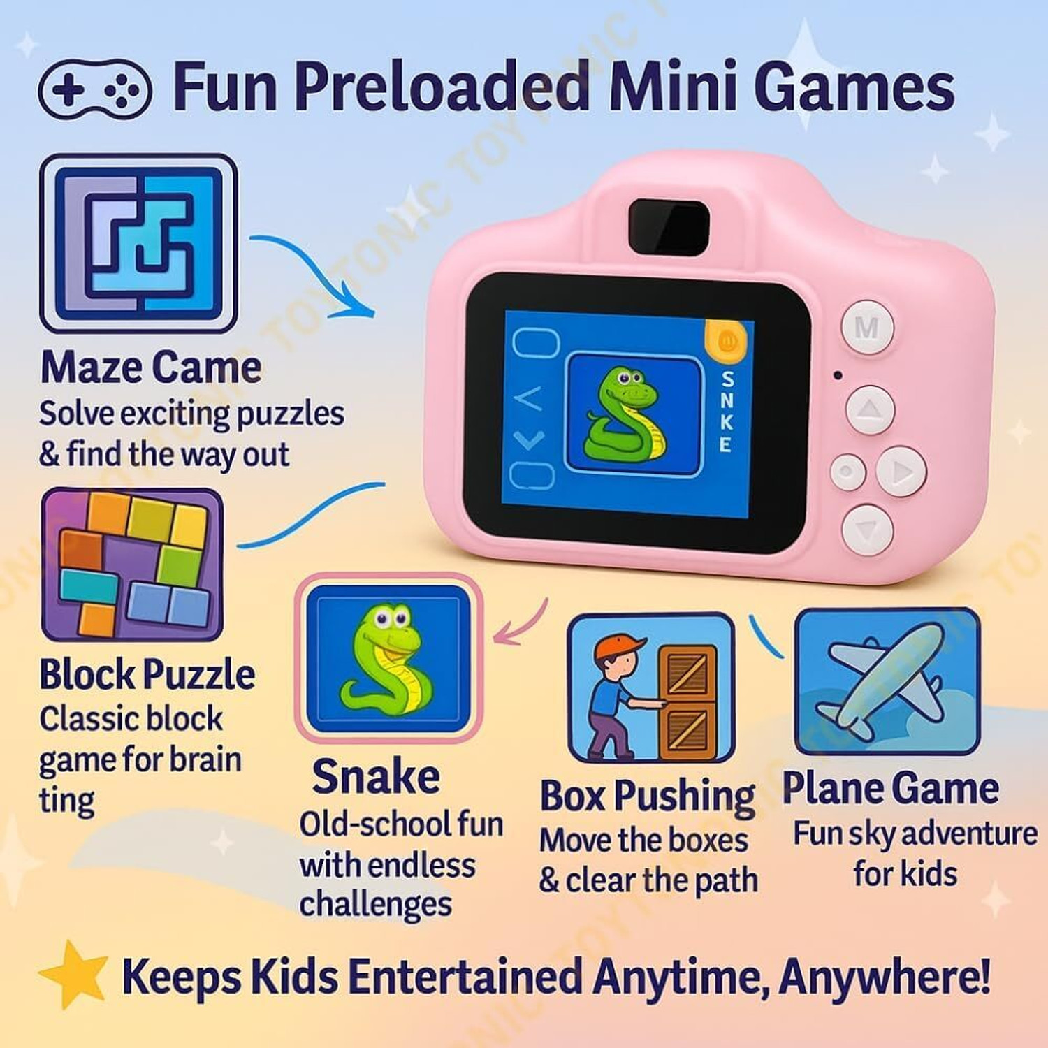 Image of Singhttraders Camera Toy Kids Digital Camera Mini Portable Rechargeable HD Selfie Camera Instant Camera