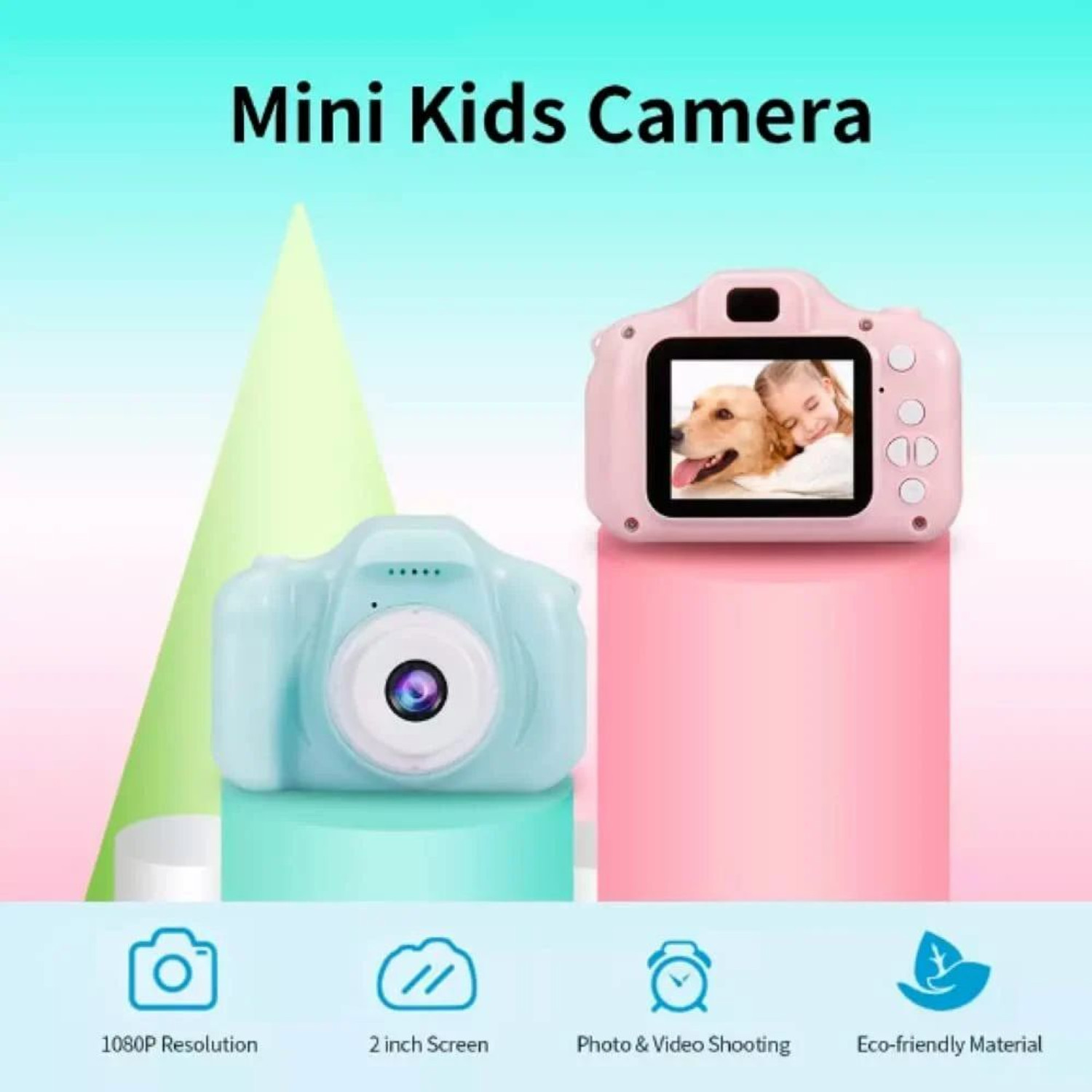 Image of BuyLuxe Kids Mini Digital HD Screen Camera, Cute Rechargeable, Photo & Video Recording