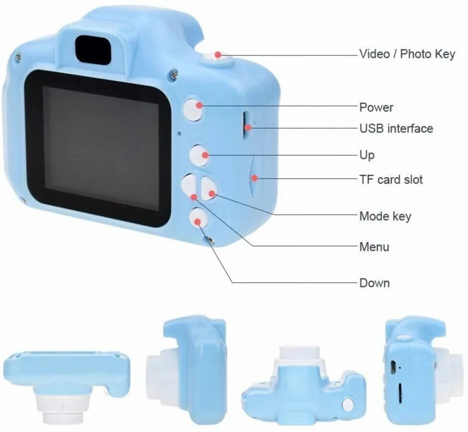Image of BuyLuxe Kids Mini Digital HD Screen Camera, Cute Rechargeable, Photo & Video Recording