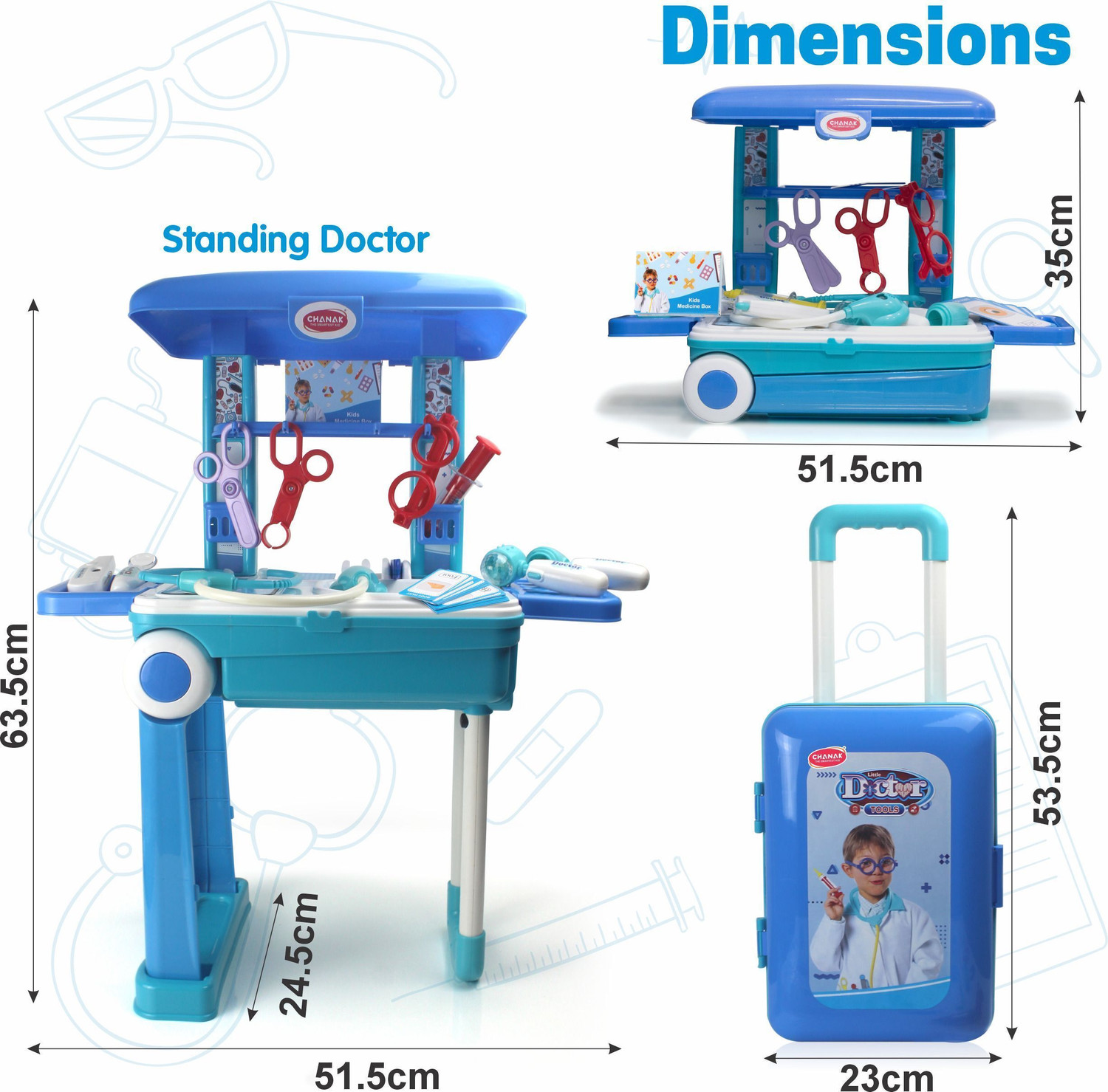 Image of Aditi Toys Premium Doctor Set Trolley | Pretend Play Toy for Kids | 13 Piece Medical Kit