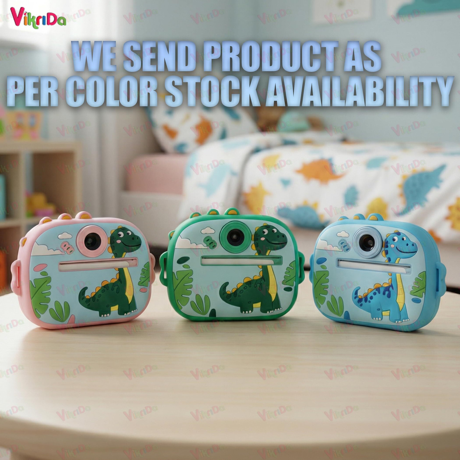 Image of VikriDa Dino Instant Print Camera for Kids 1080P HD Digital Camera Printer