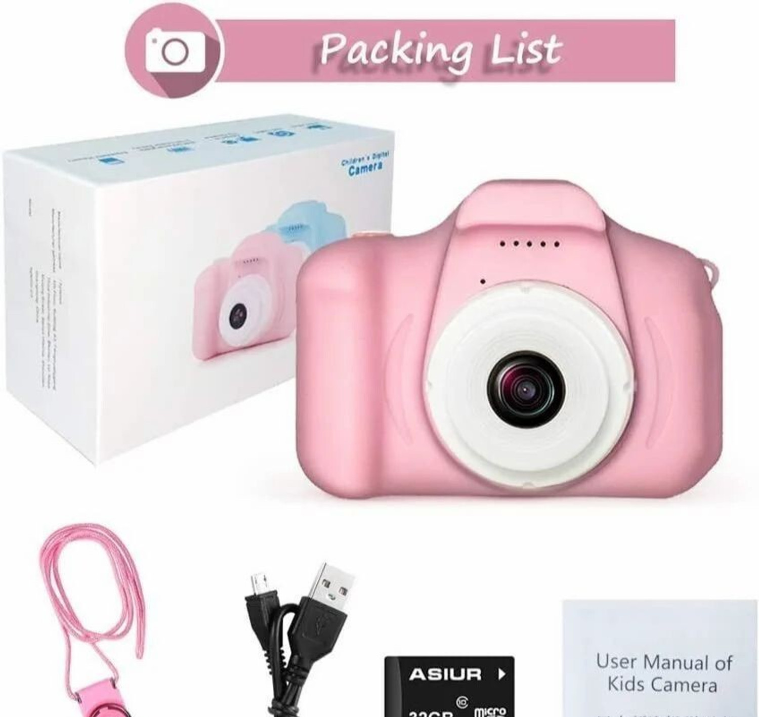 Image of BuyLuxe Kids Mini Digital HD Screen Camera, Cute Rechargeable, Photo & Video Recording