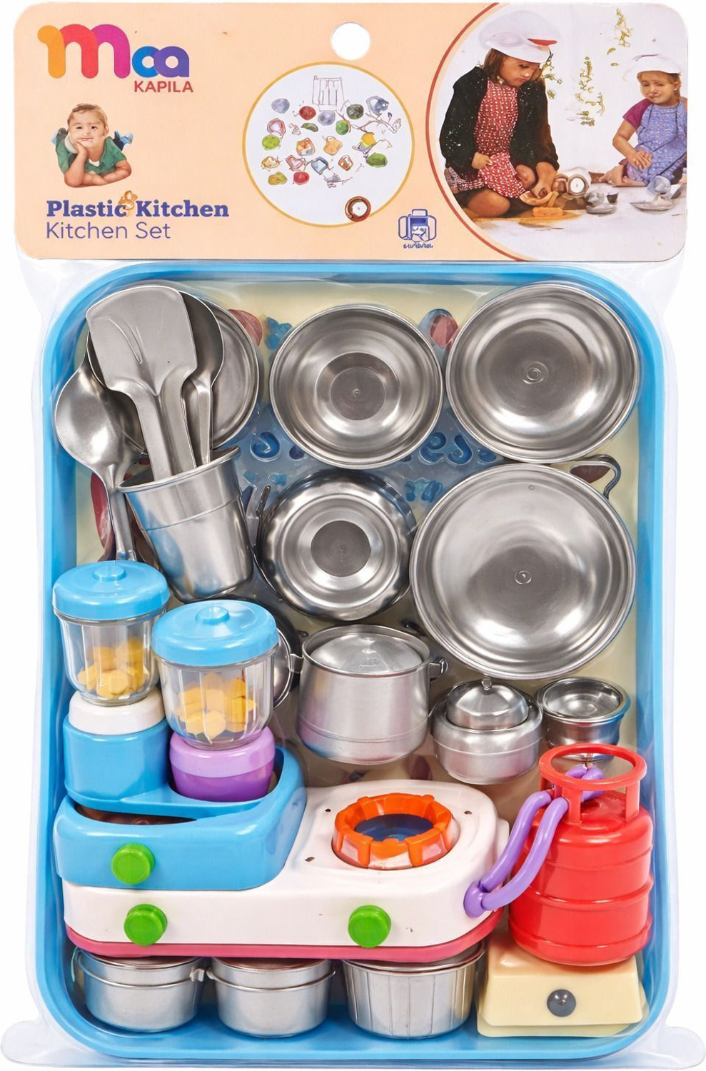 Image of jasin enterprises steel type Kitchen Set Real Cooking Kit for Play Kitchen Set for Girls