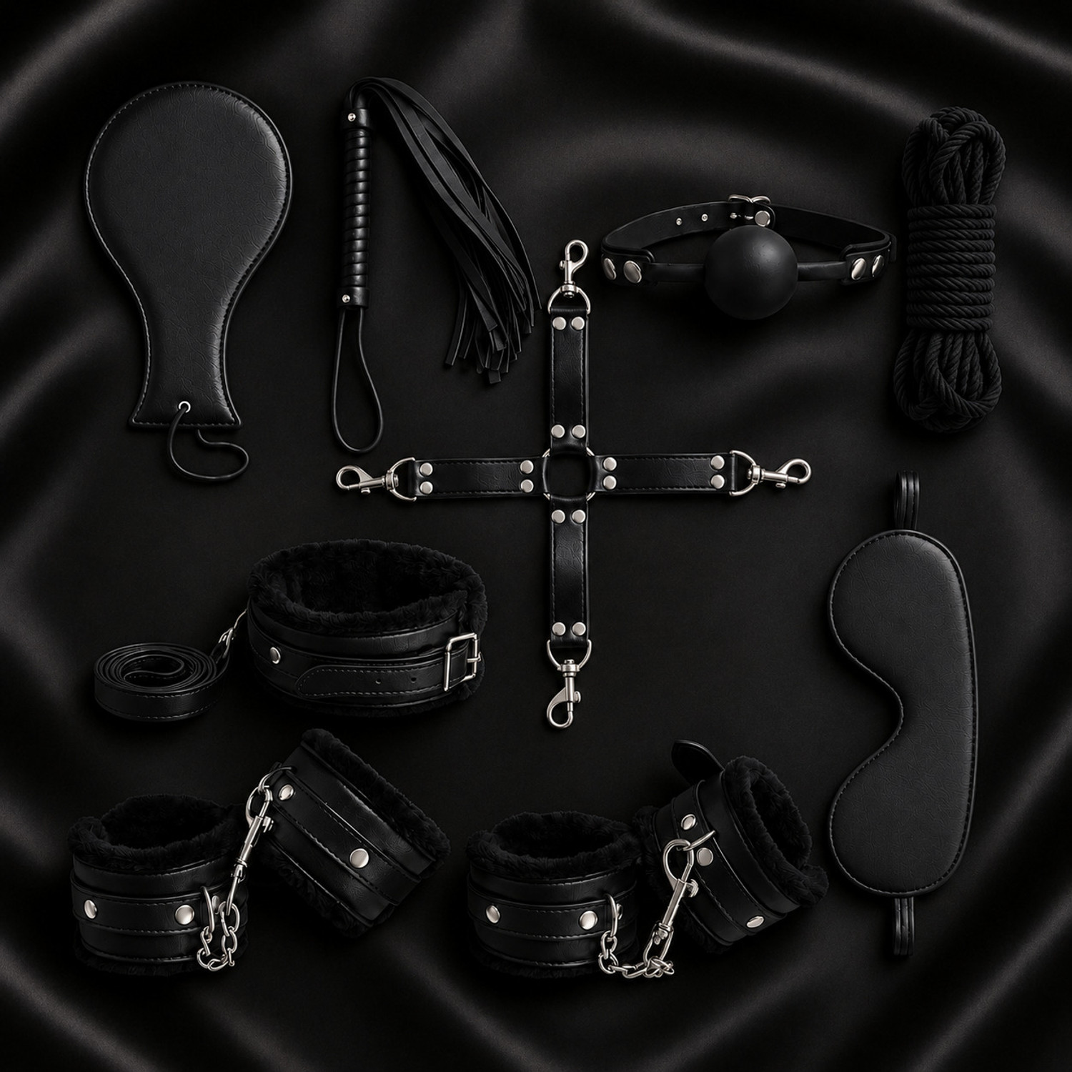 Comrade Saddlery Couples Roleplay Handcuff Kit Police Costume Accessory Black Honeymoon Set