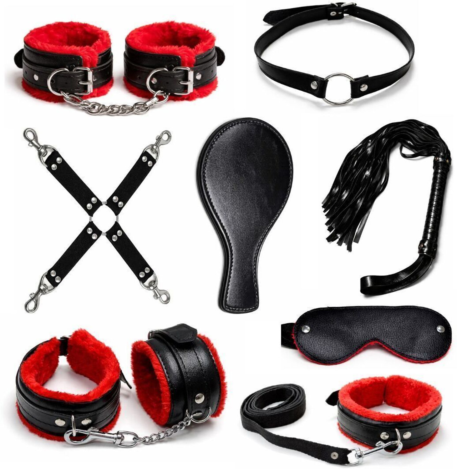 Image of HIDECRAZE Handcuff Role Play Kit Premium Quality Activity Set for Honeymoon Red Black