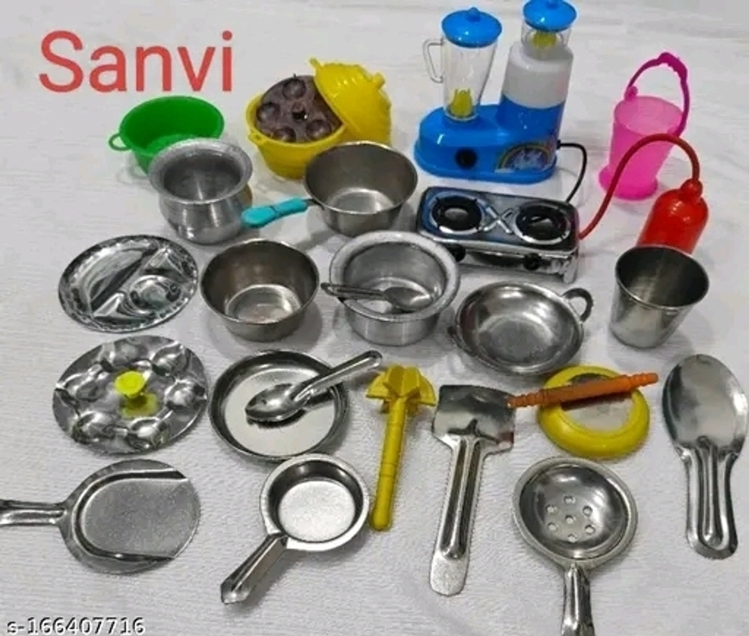 Image of Sanvi metal Paper design silver plated coting material play set
