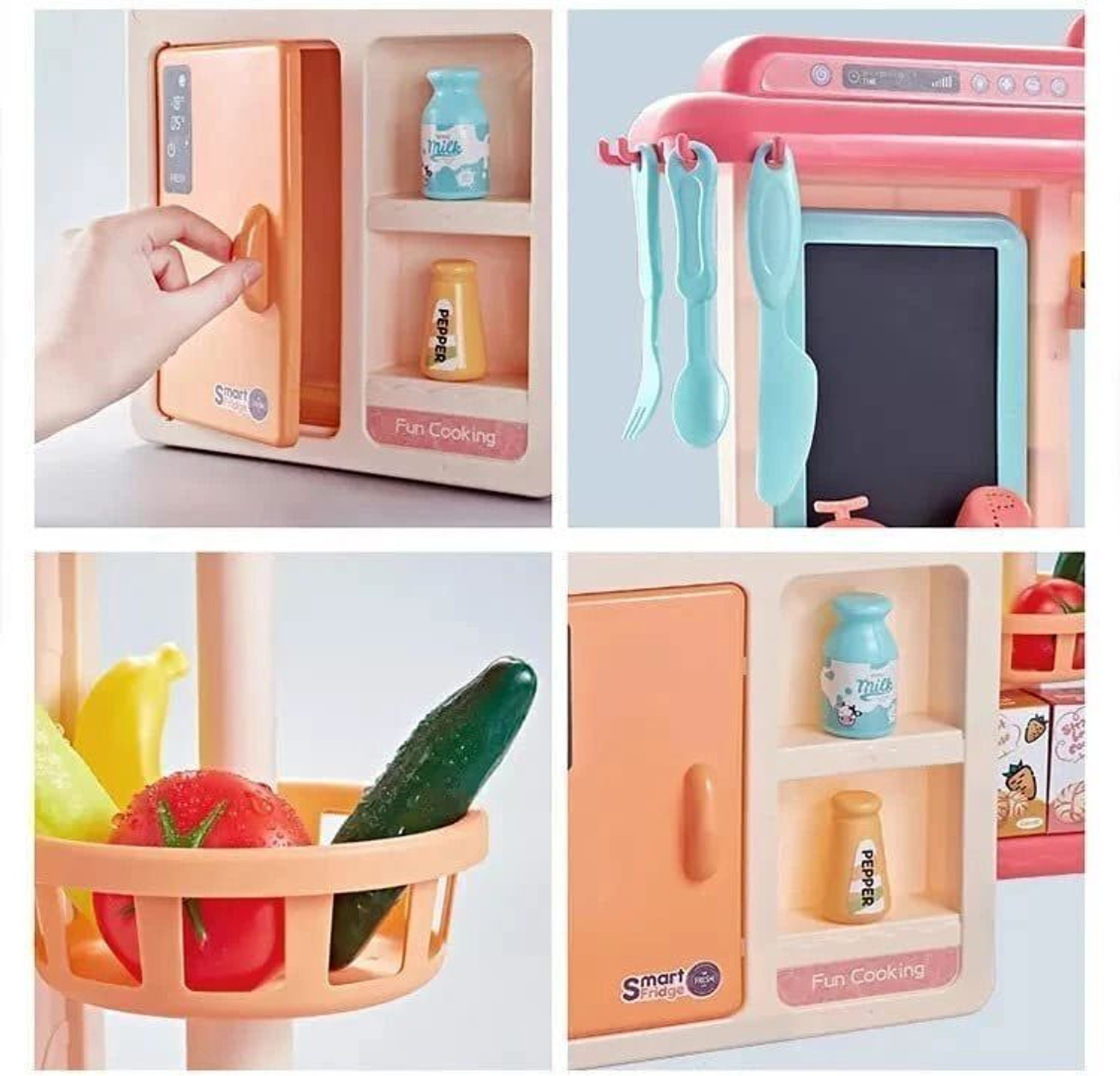 Image of xelix Plastic Kitchen Set Toys with 42 Pcs Lights&Sounds, Play Sink with Running Water