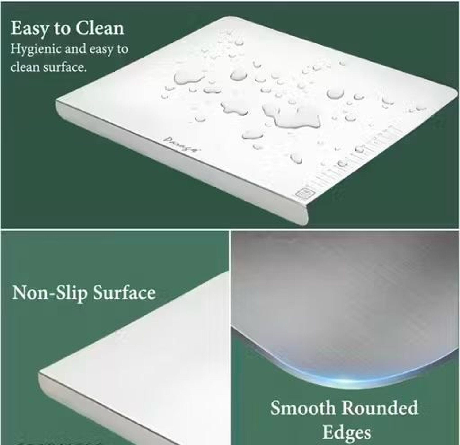 Image of Henny Steel Chopping Board with Lip for Kitchen | Free Rollin Pin 42 x 32 cm Rolling Pin & Board