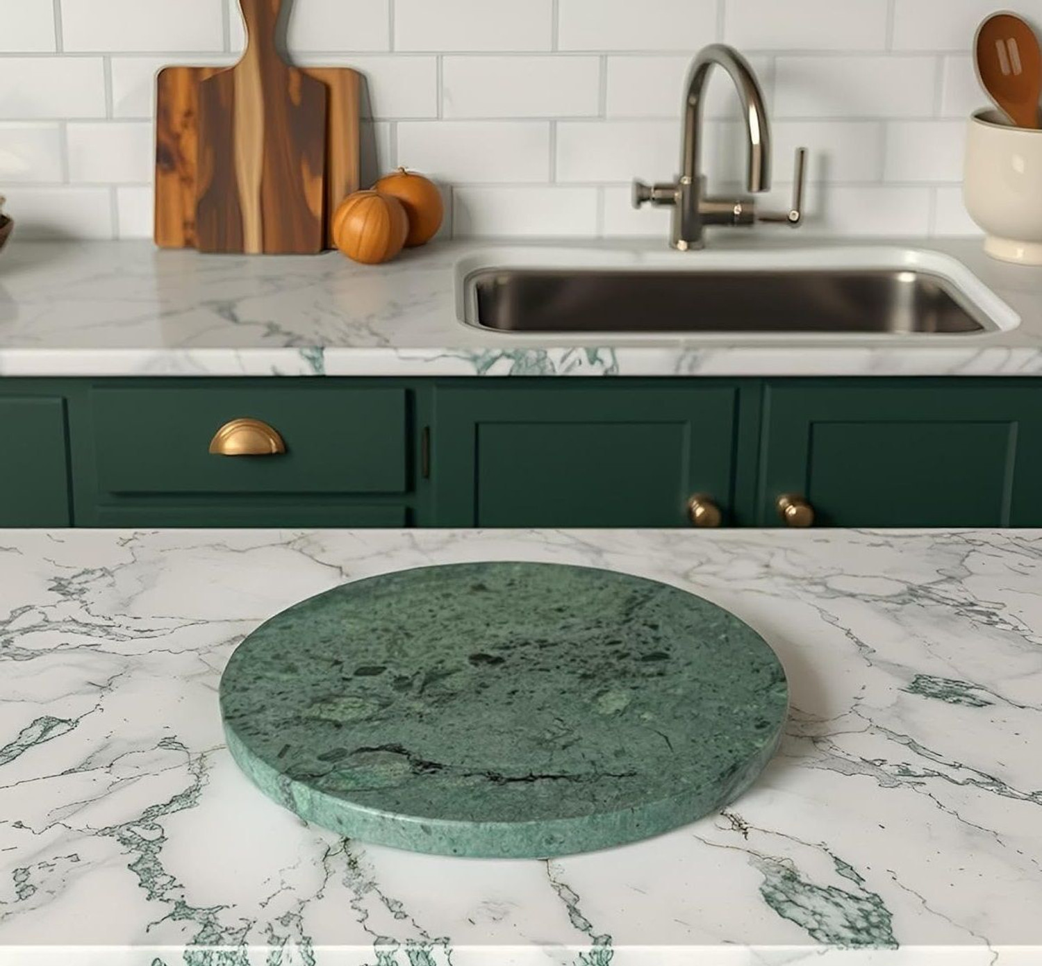 Image of Modern Decor Emporium Marble Chakla Green (9 INCH) for Kitchen, Roti and Chapati maker for Home Board